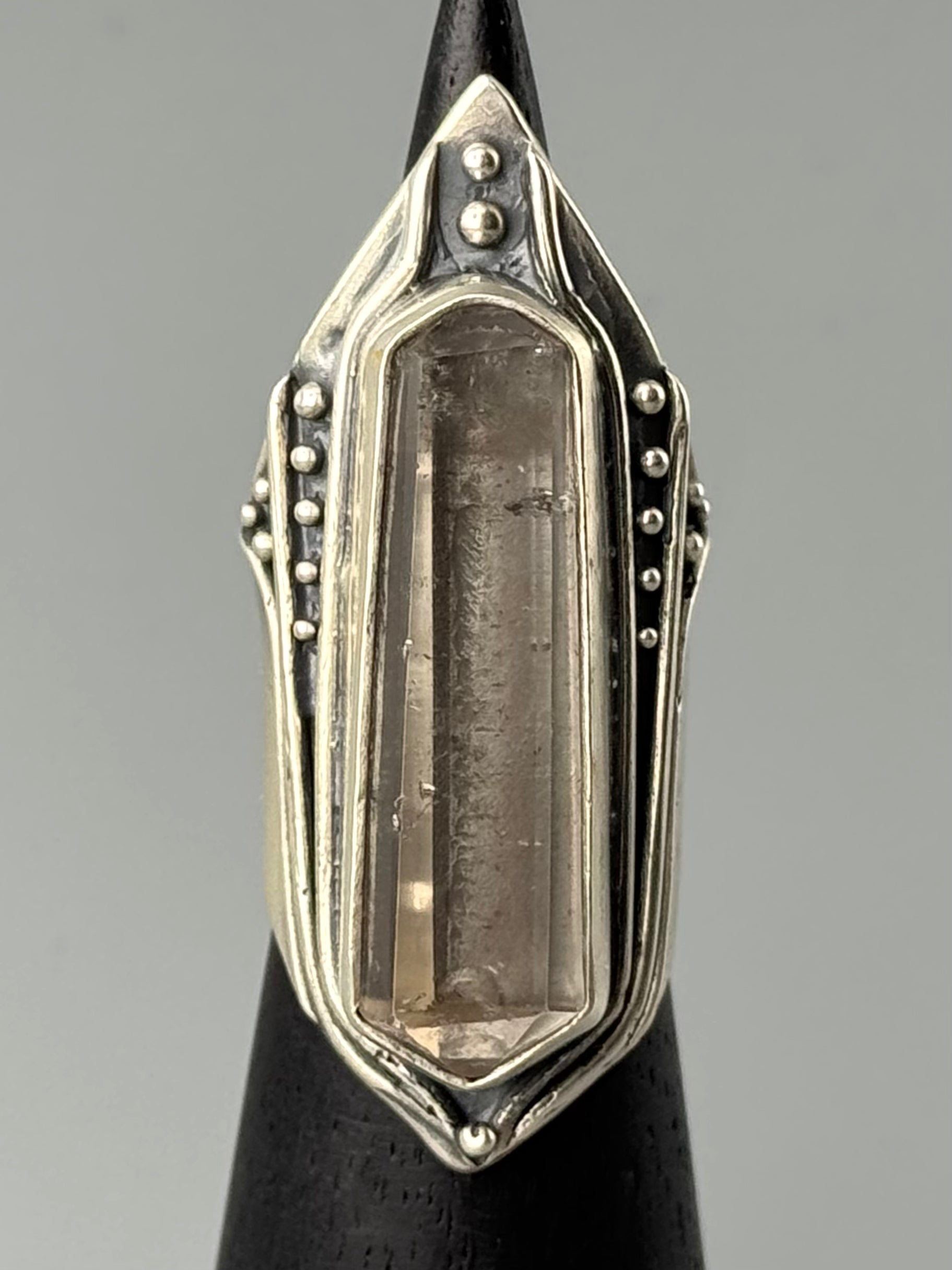•GUINEVERE• smoky quartz + silver ring (size 9.5)