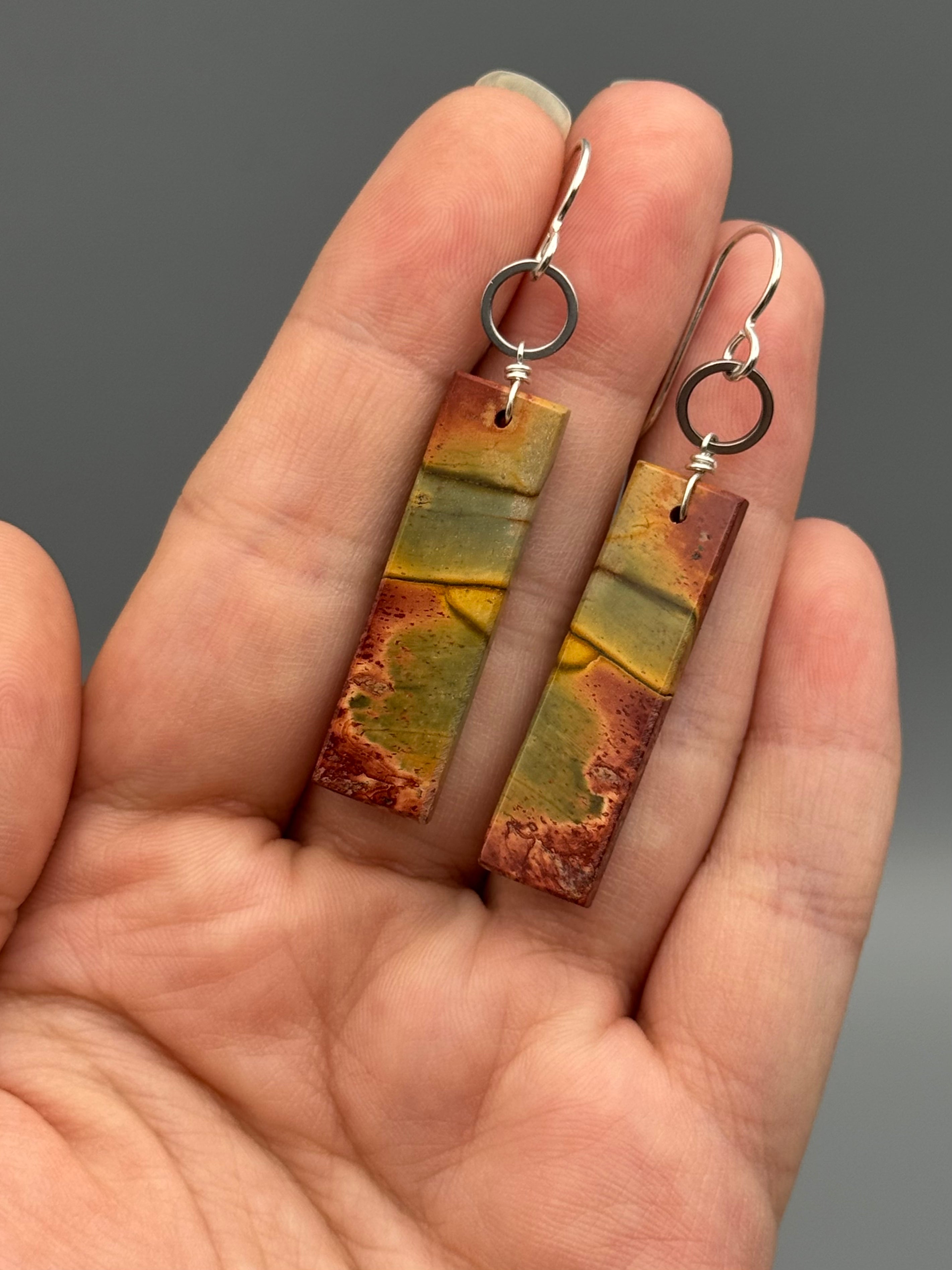 •LUNA• red creek jasper + silver earrings