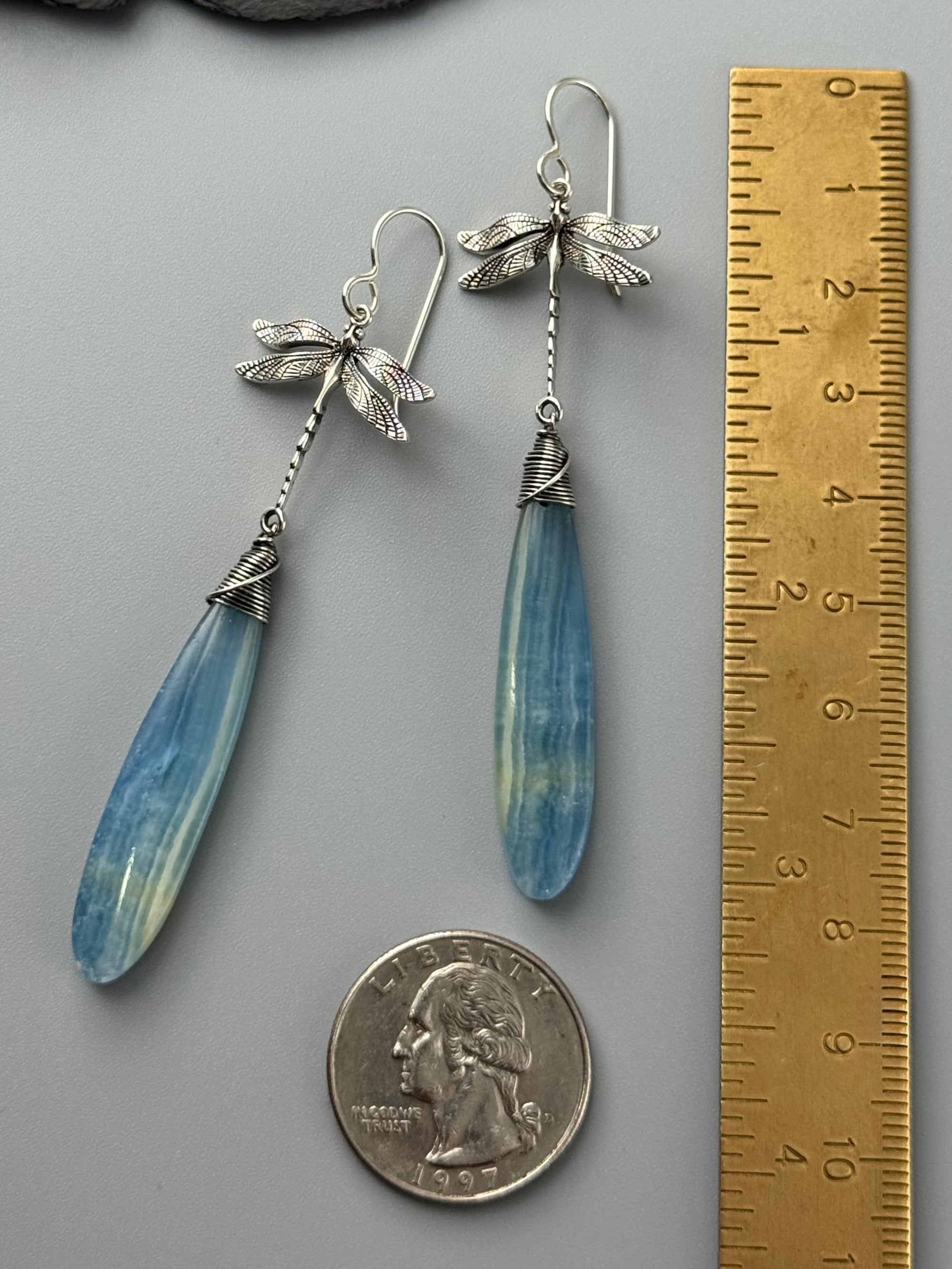 •ODONATA• blue calcite + silver earrings