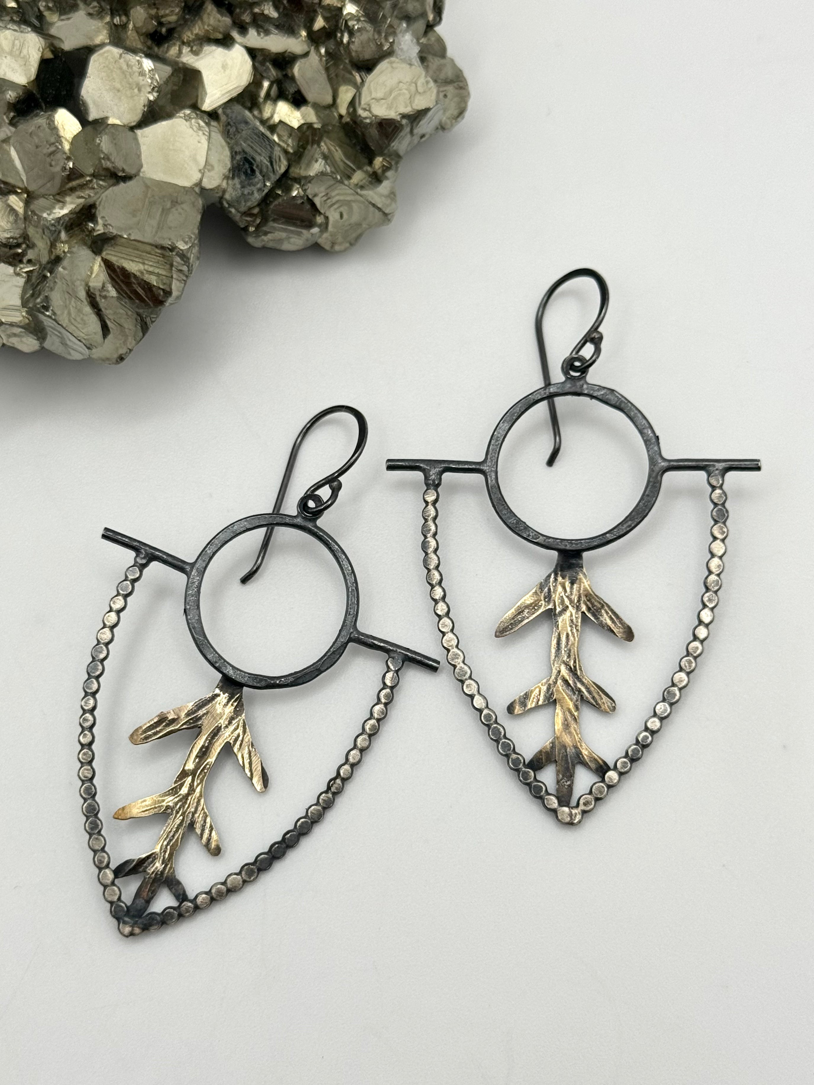 •DEEP ROOT• mixed metal dangle earrings