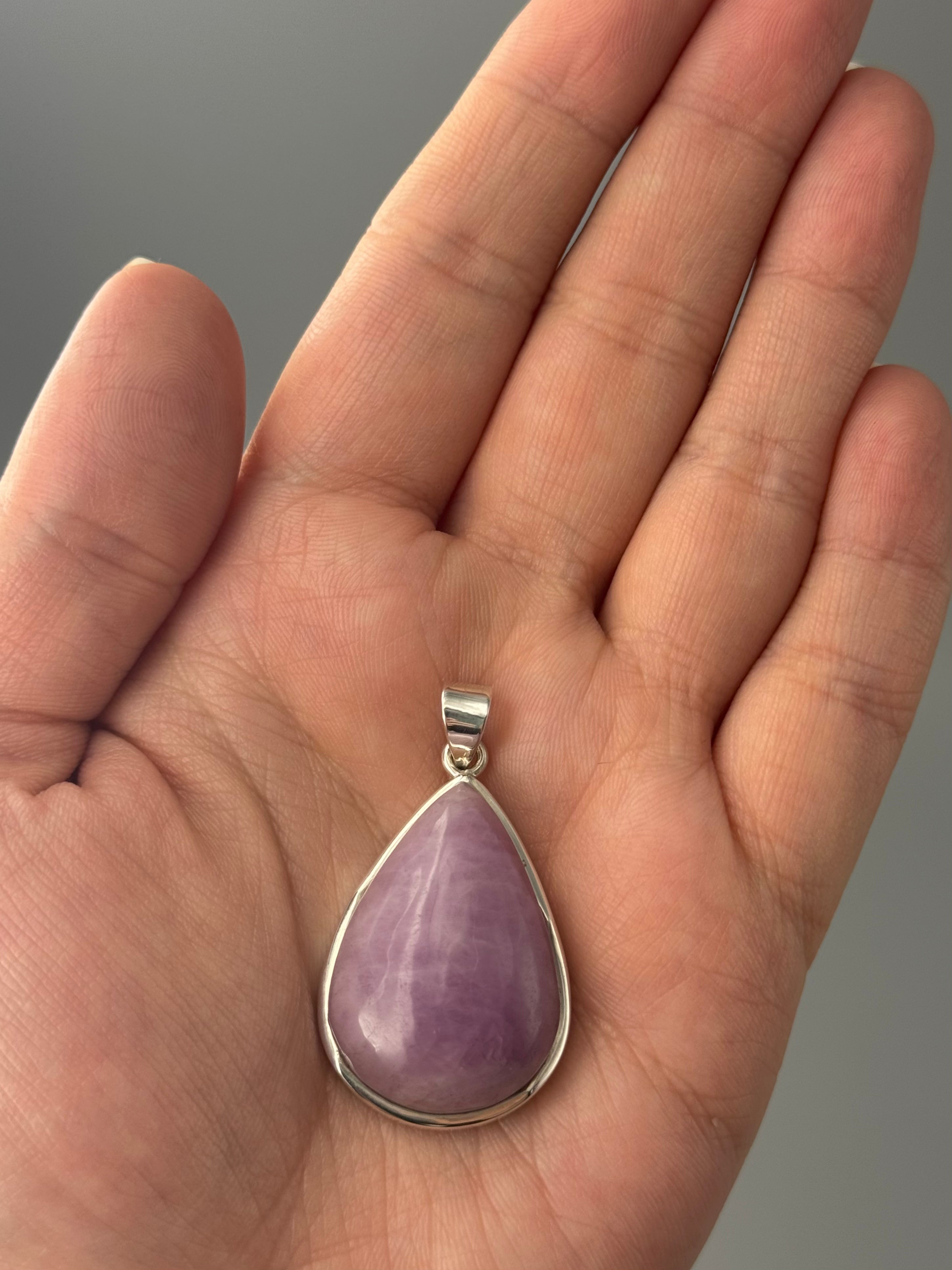 •KUNZITE TEARDROP - SCALLOPED• sterling silver pendant