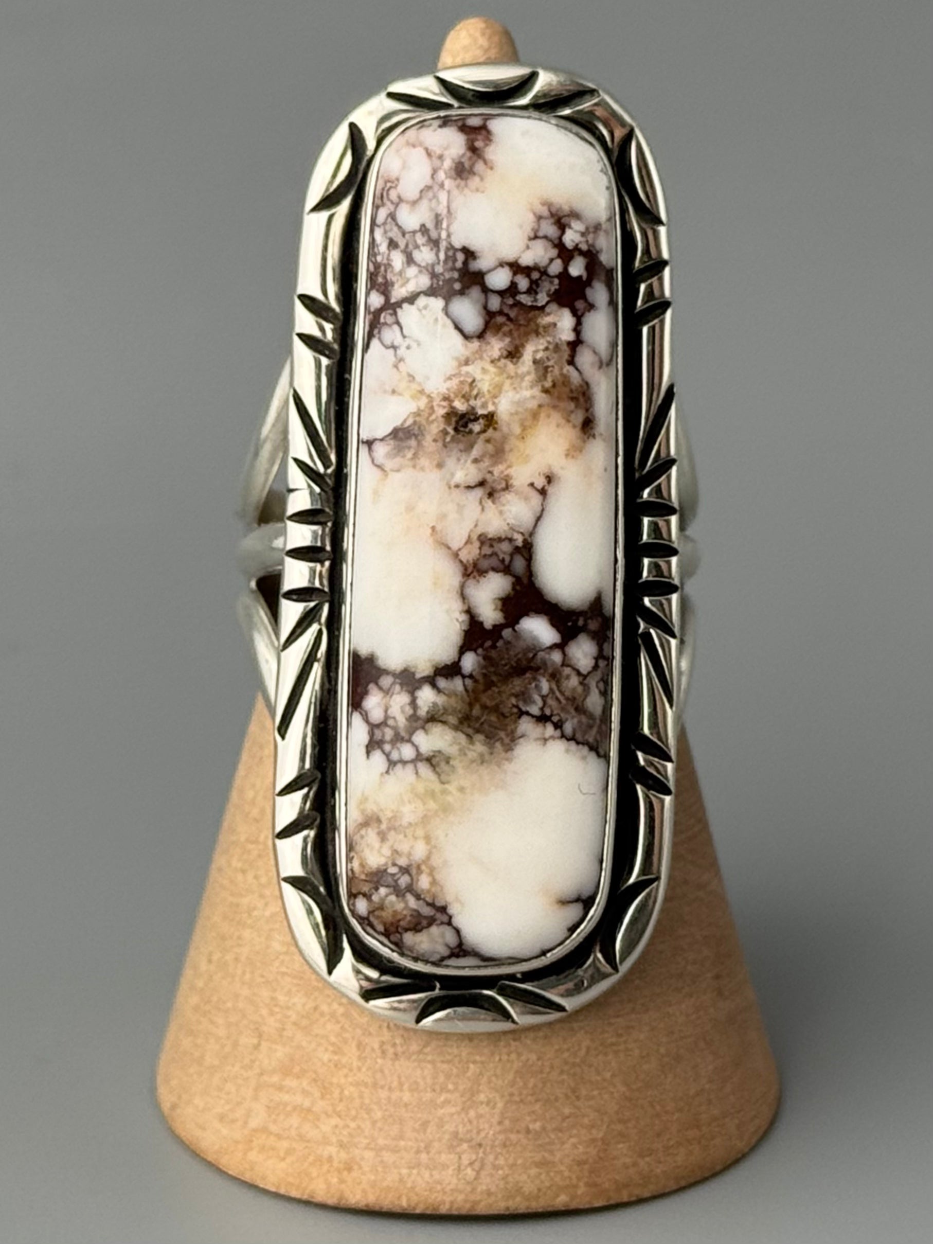 •WILD HORSE JASPER - AZHÍ• Navajo silver ring (size 9.5)