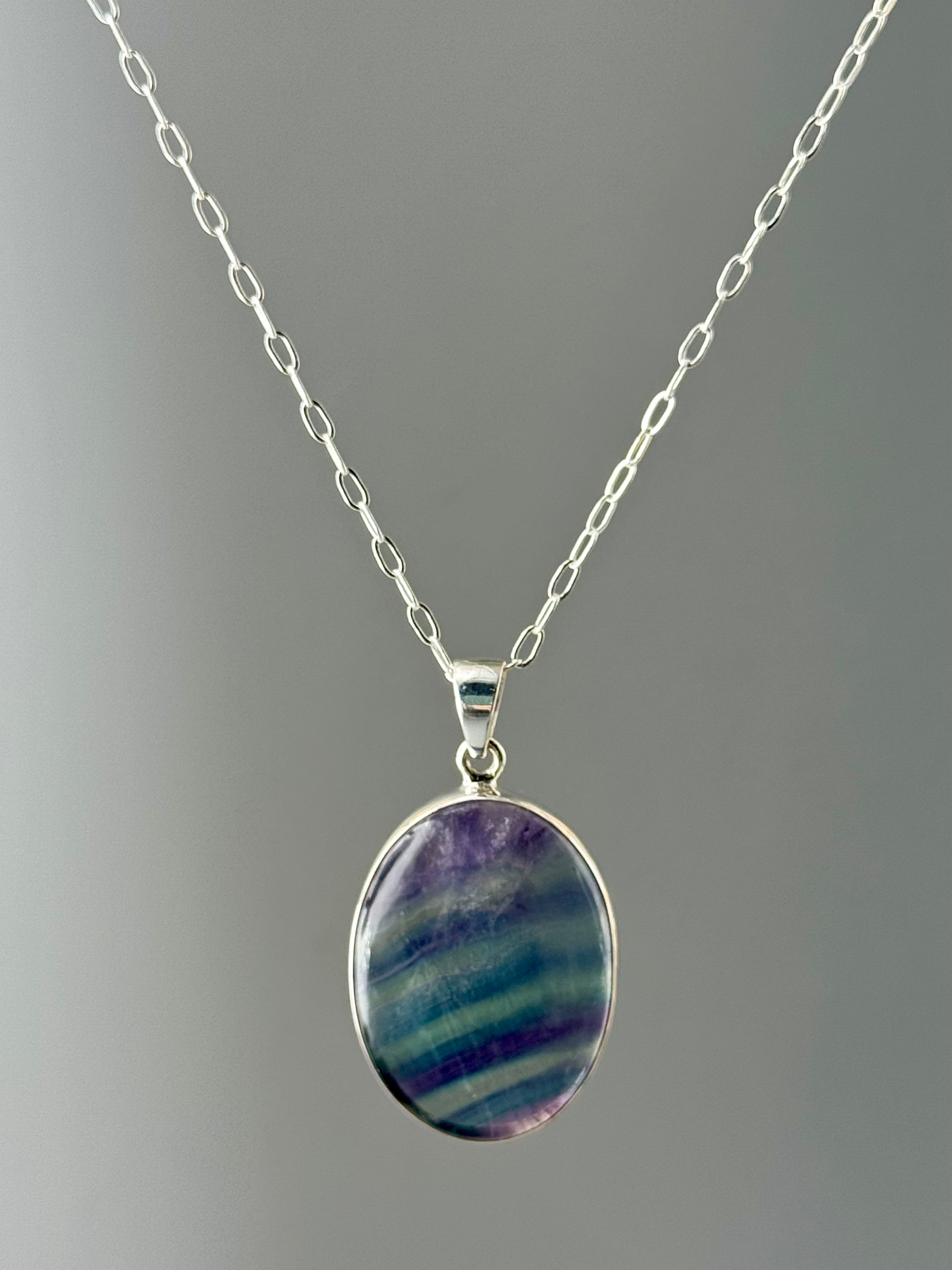 •FLUORITE OVAL - 3• sterling silver pendant
