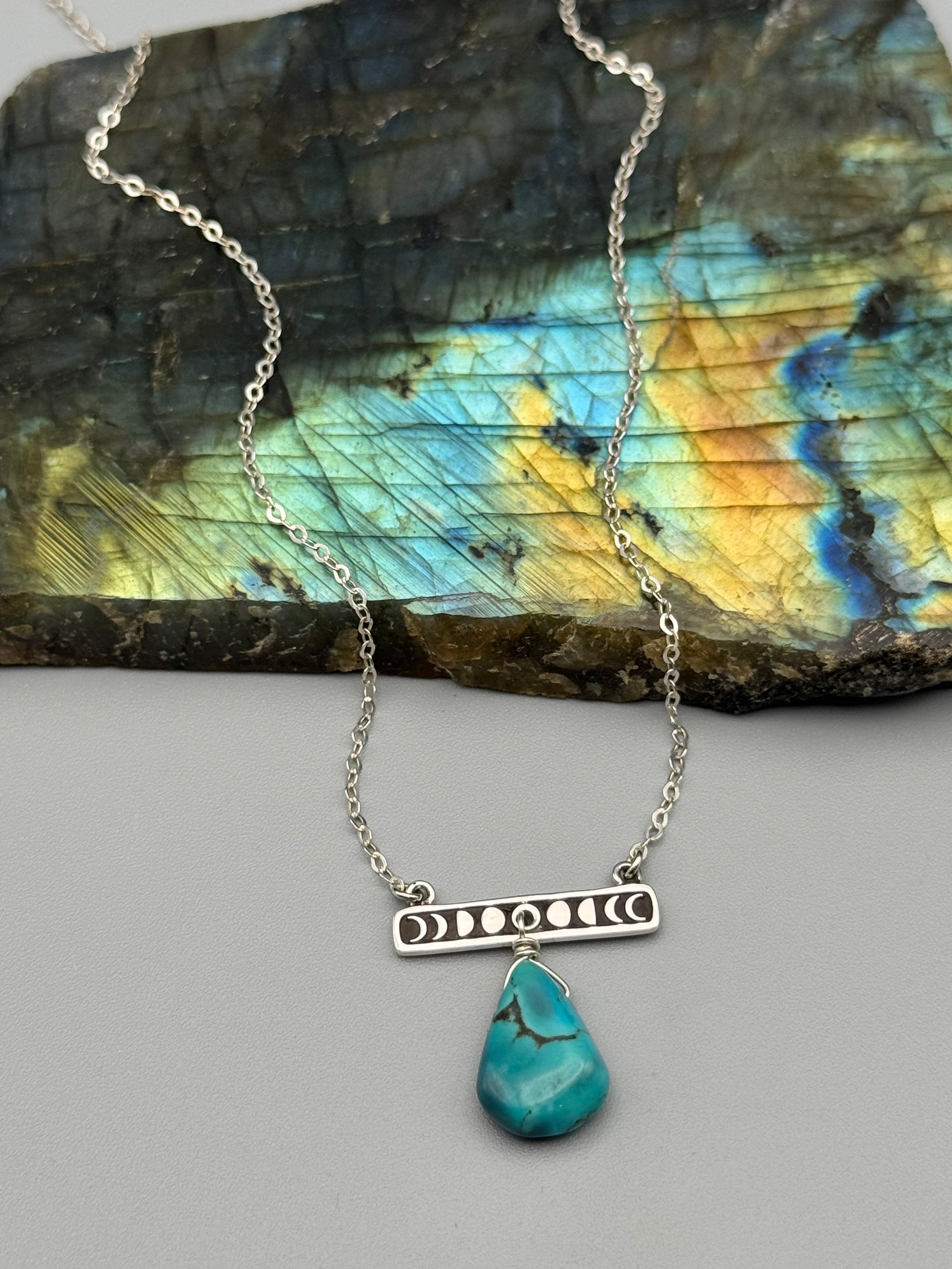 •NYX• turquoise + silver necklace (17"-19" long)