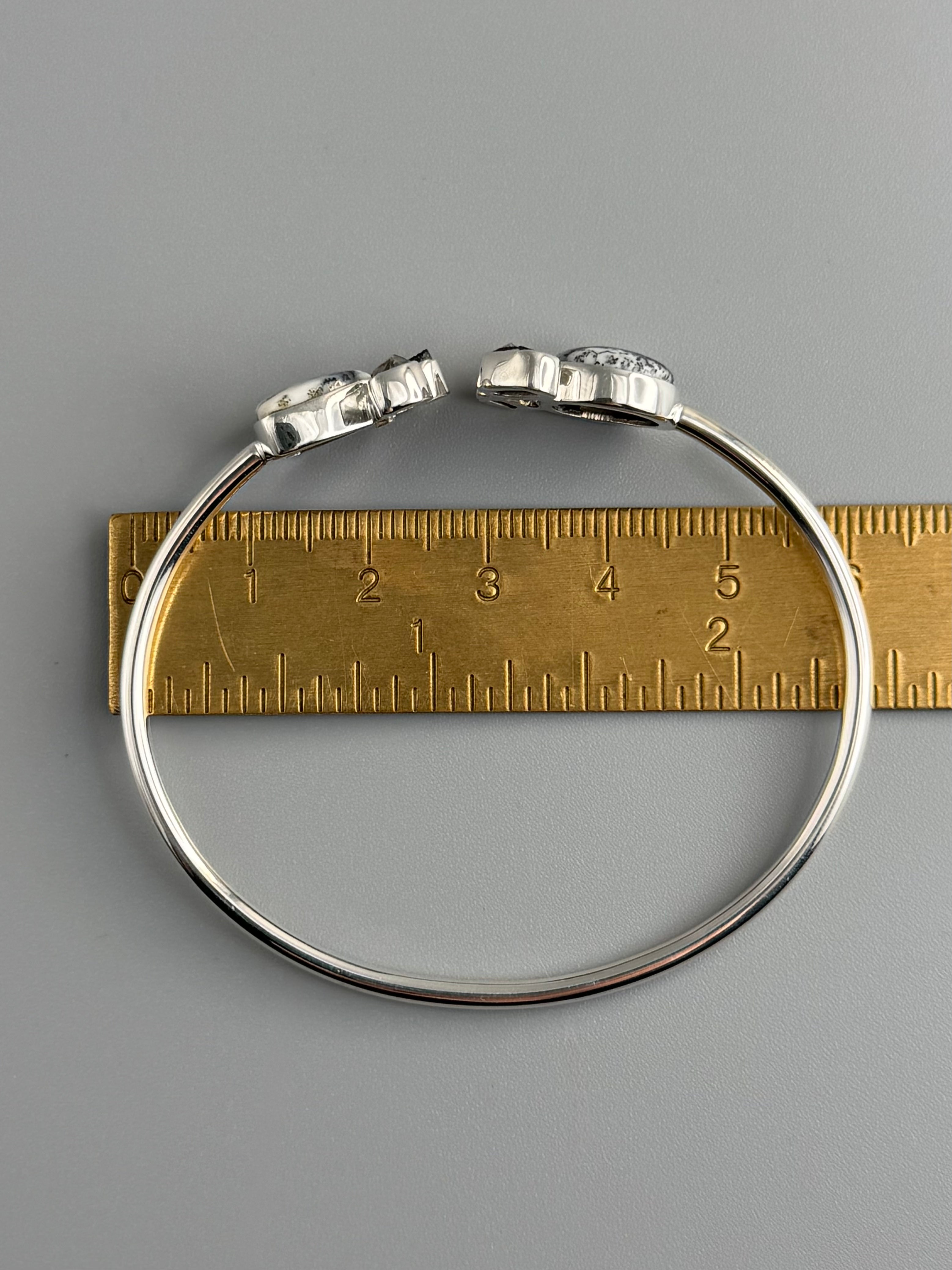 •CLUSTER• dendritic opal + black tourmaline + herkimer diamond + silver twist-on cuff bracelet