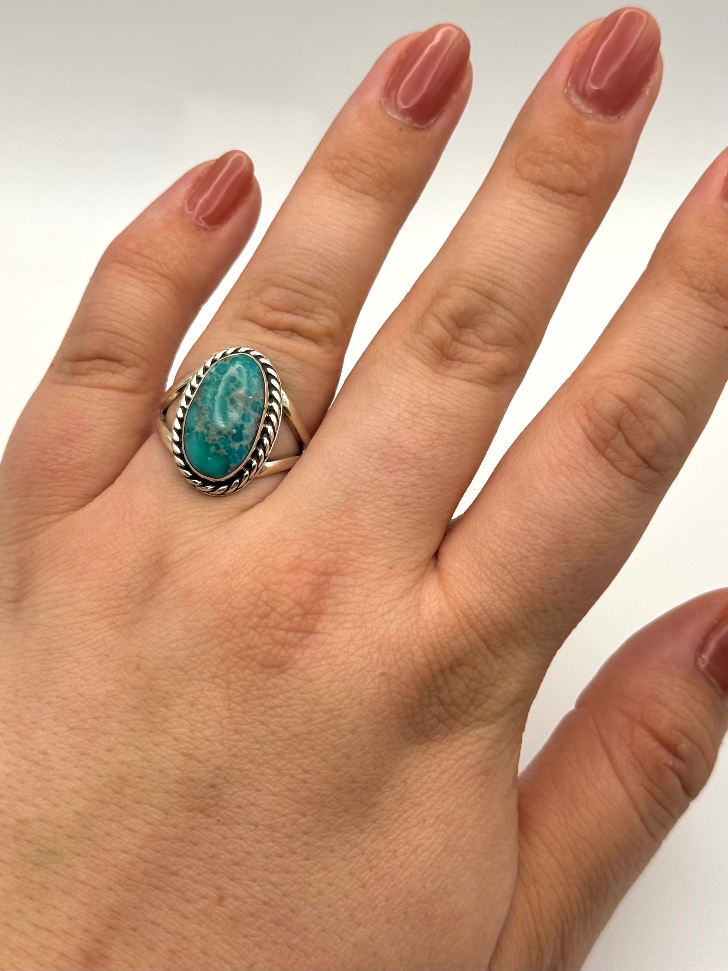 •TURQUOISE• Navajo silver ring (size 8)