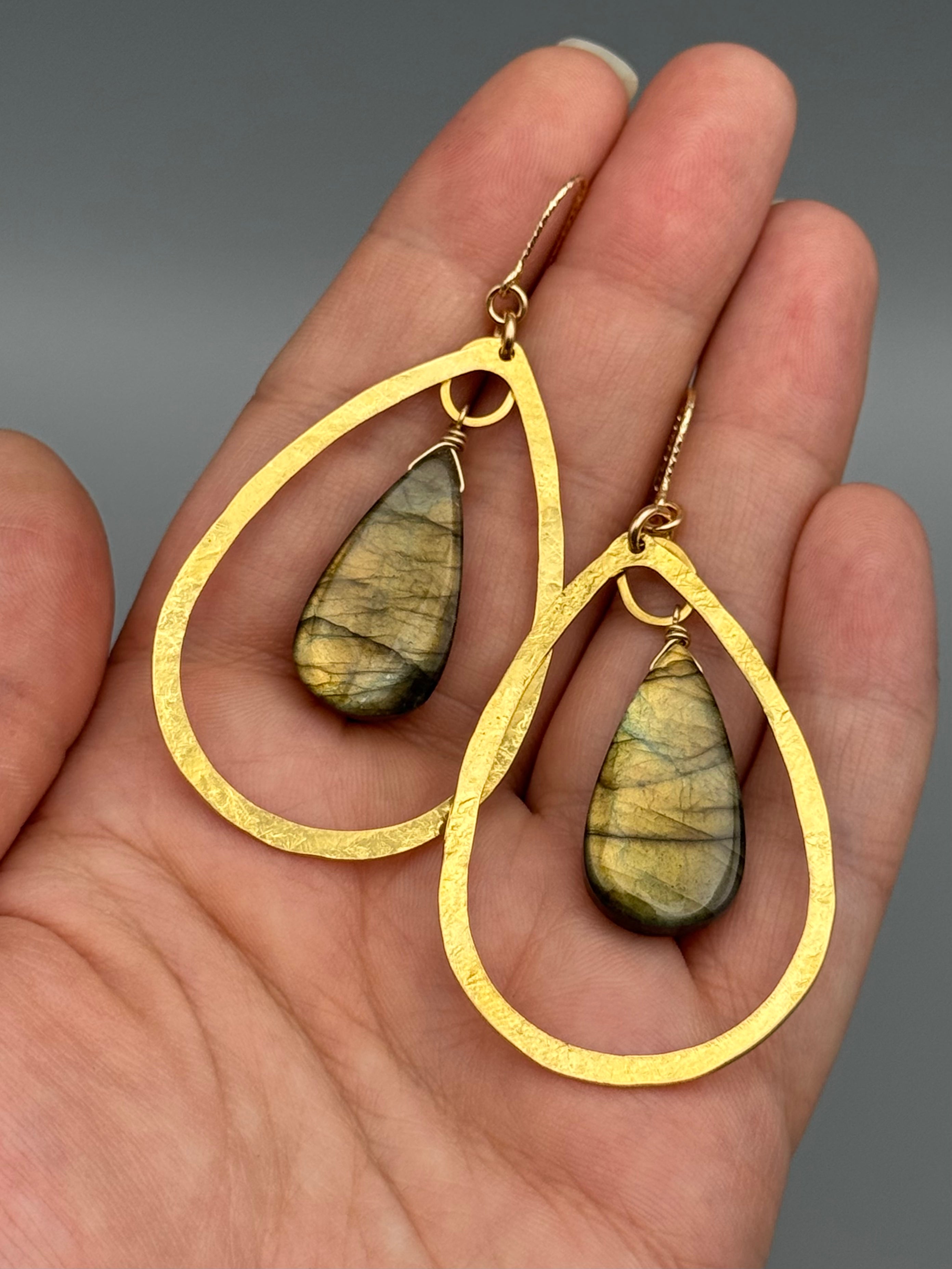 •DRIP DROP• golden labradorite + gold earrings