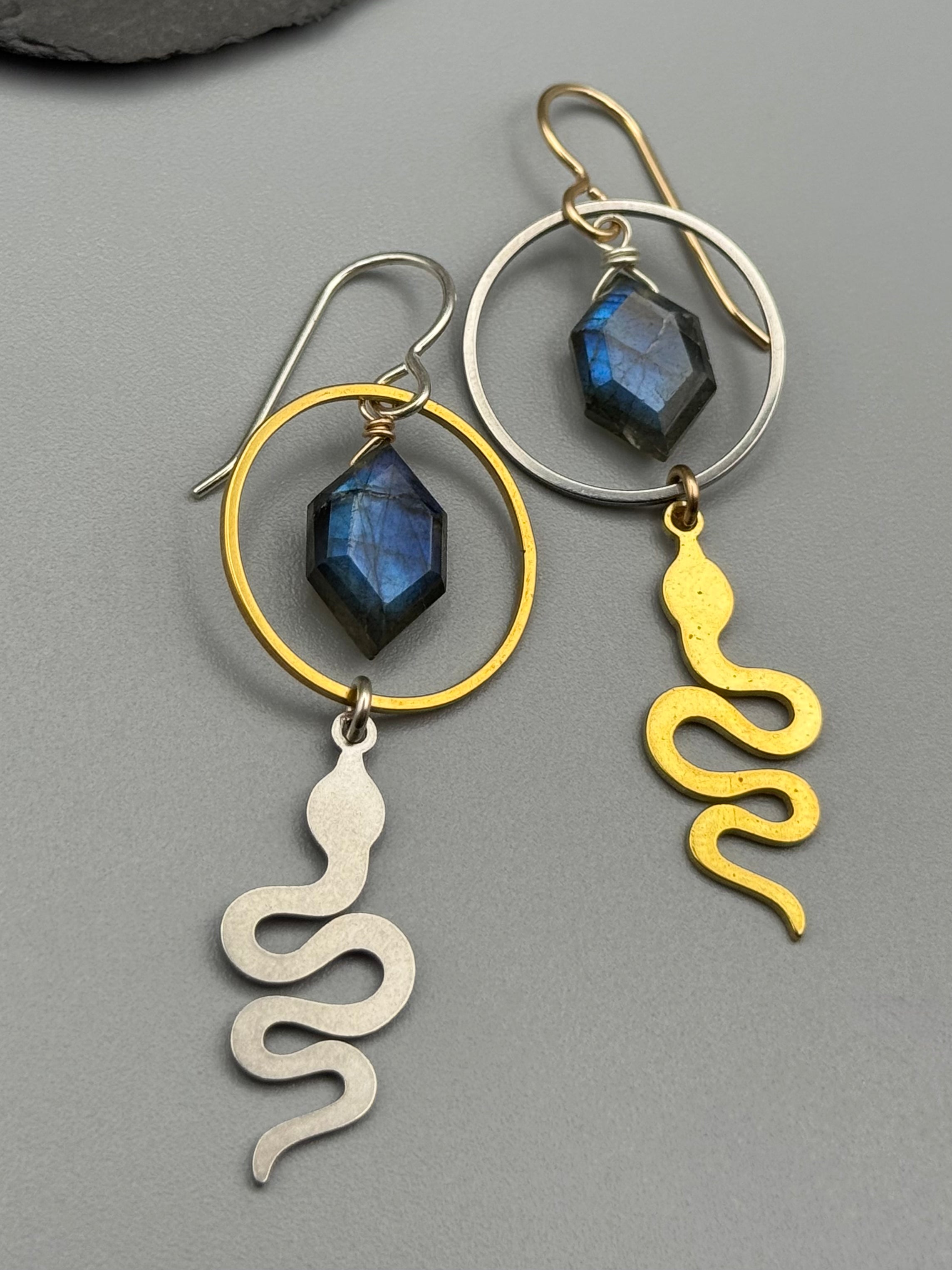 •DUPLISSSSITY• labradorite + mixed metal earrings