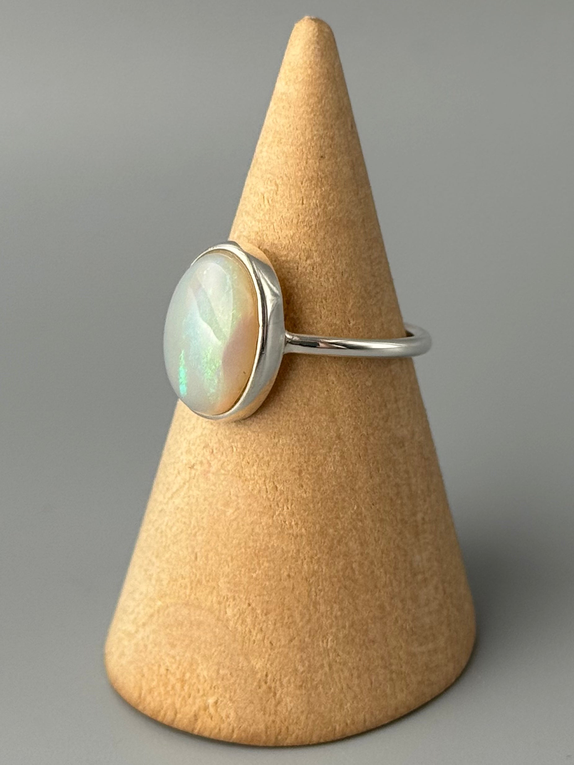 •ETHIOPIAN OPAL - OVAL• simple bezel silver ring (various sizes)
