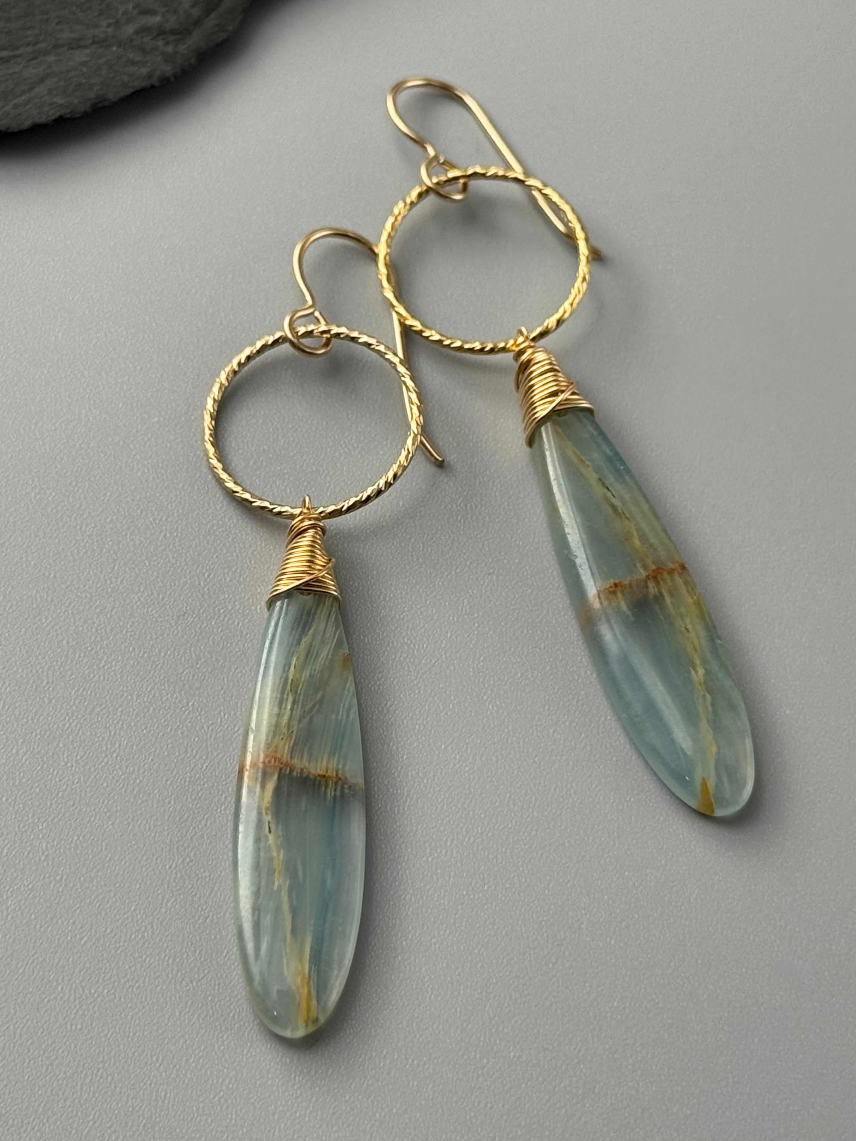 •LUNA• blue calcite + gold earrings