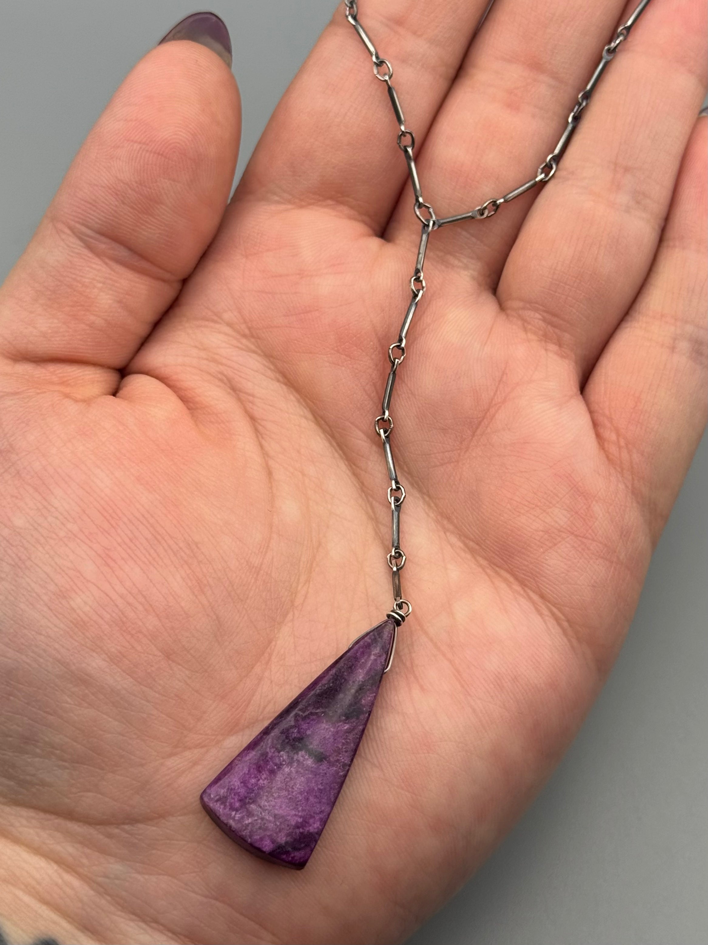 •STICKS & STONE• sugilite + silver necklace (18"-20" + 4" drop)
