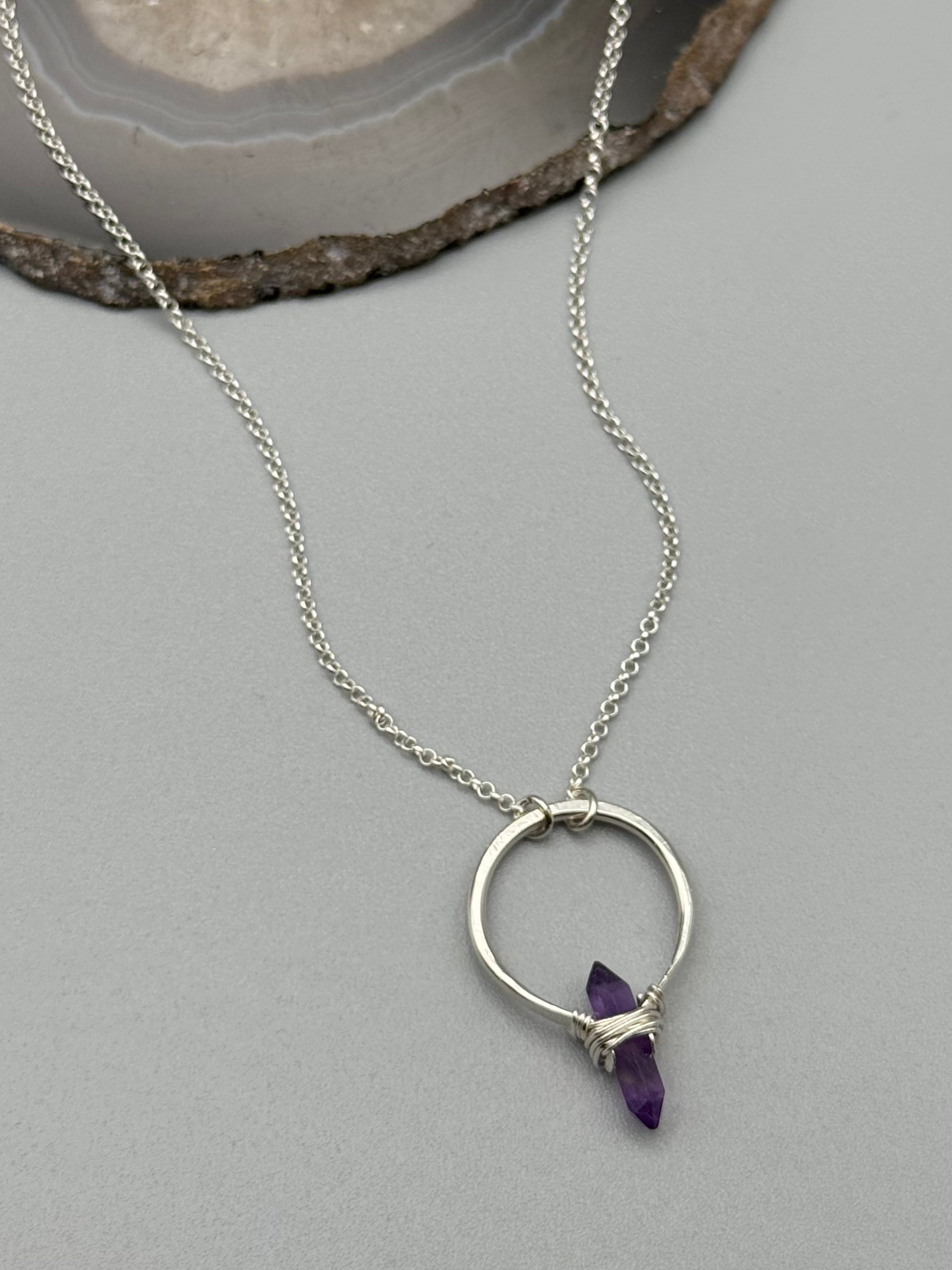 •CREST• amethyst + silver necklace (various lengths)