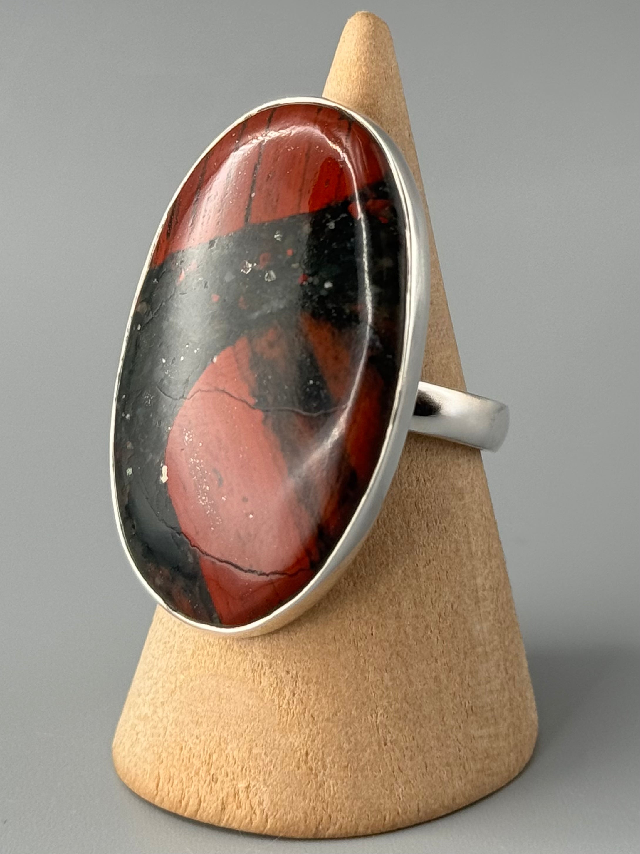 •AFRICAN BLOODSTONE - OVAL• sterling silver ring (various sizes)