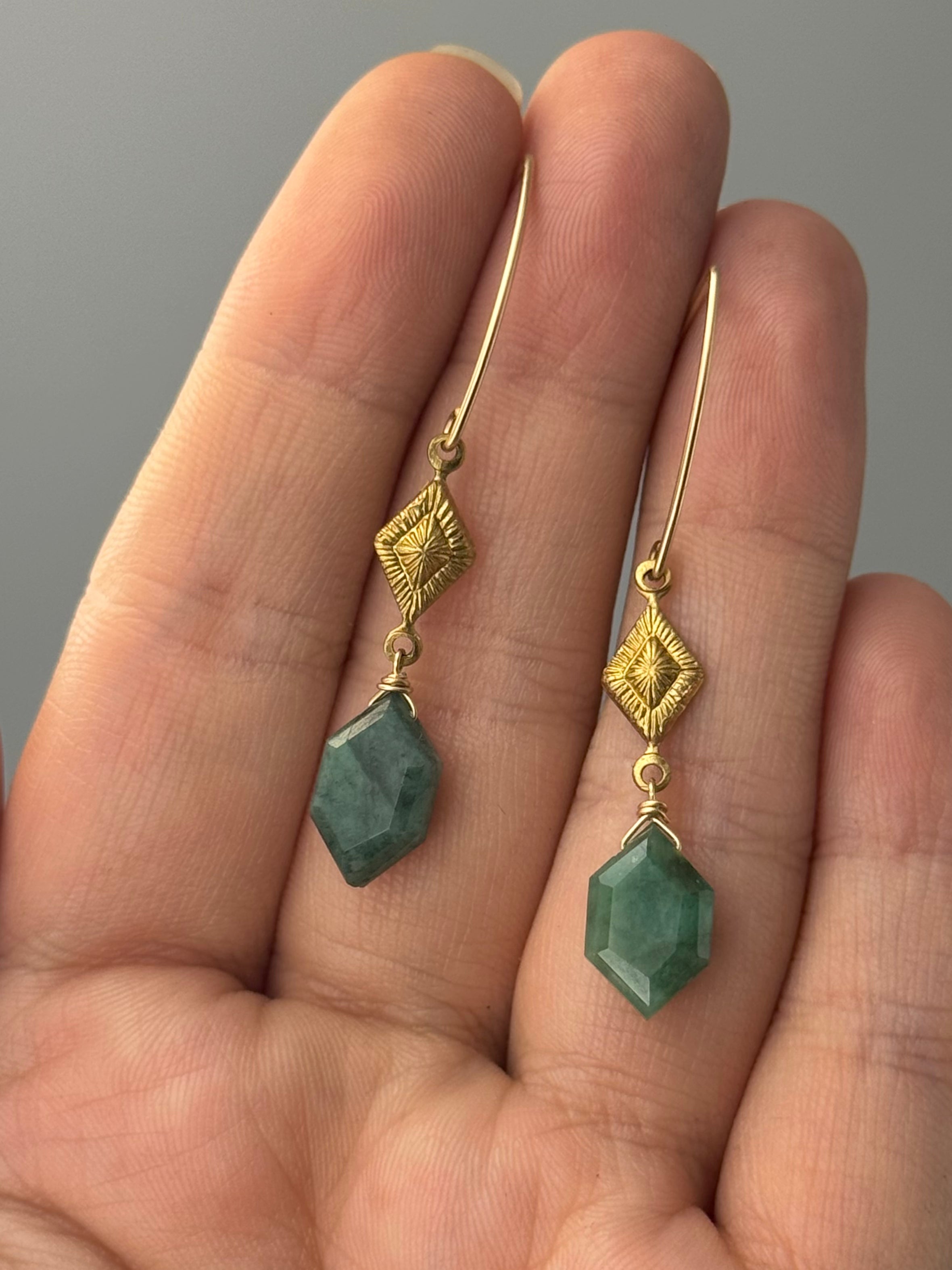 •AGATHA• emerald + gold earrings