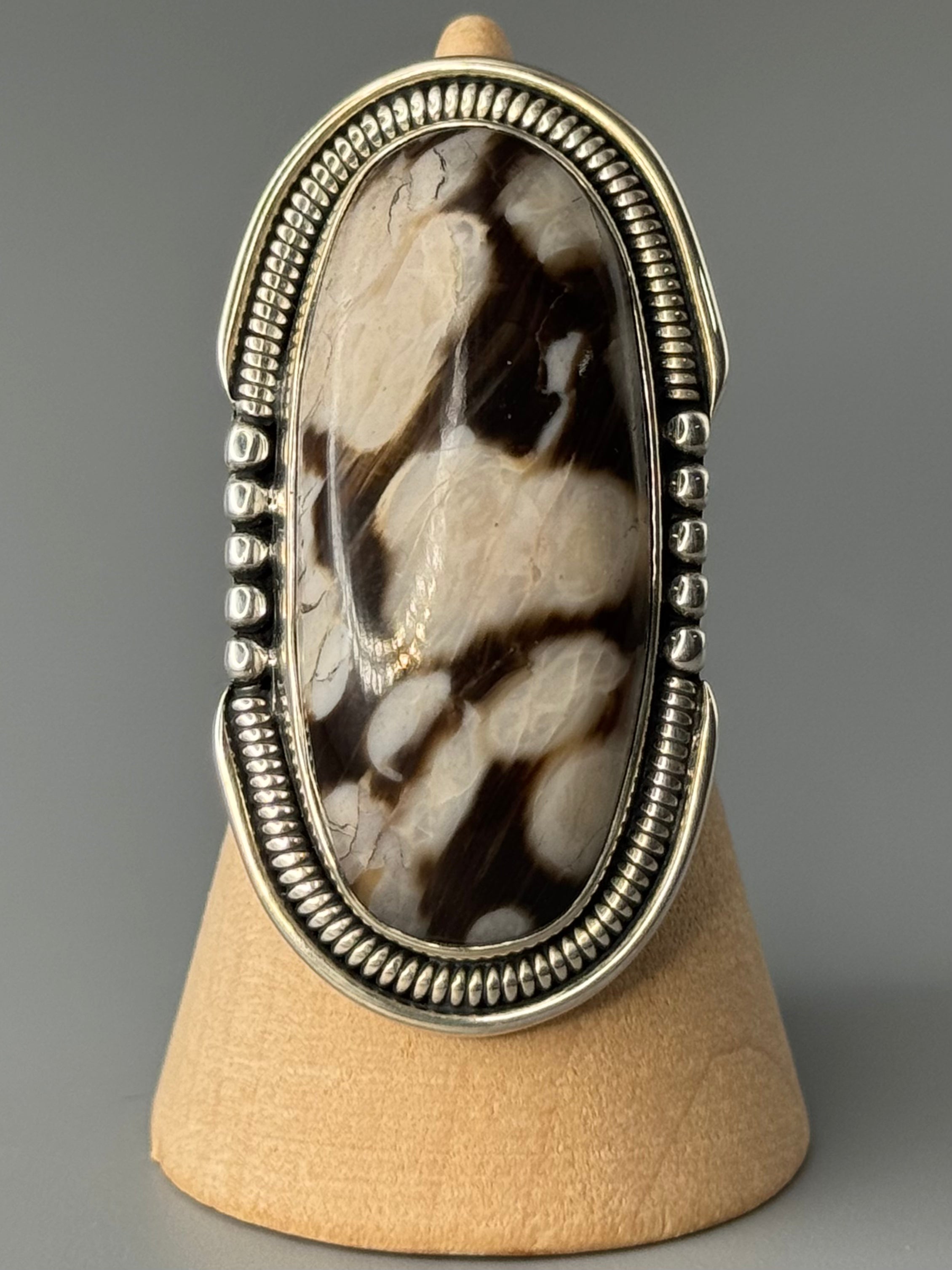 •PETRIFIED PEANUT WOOD - INTERSTELLAR• split band silver ring (size 7.75)