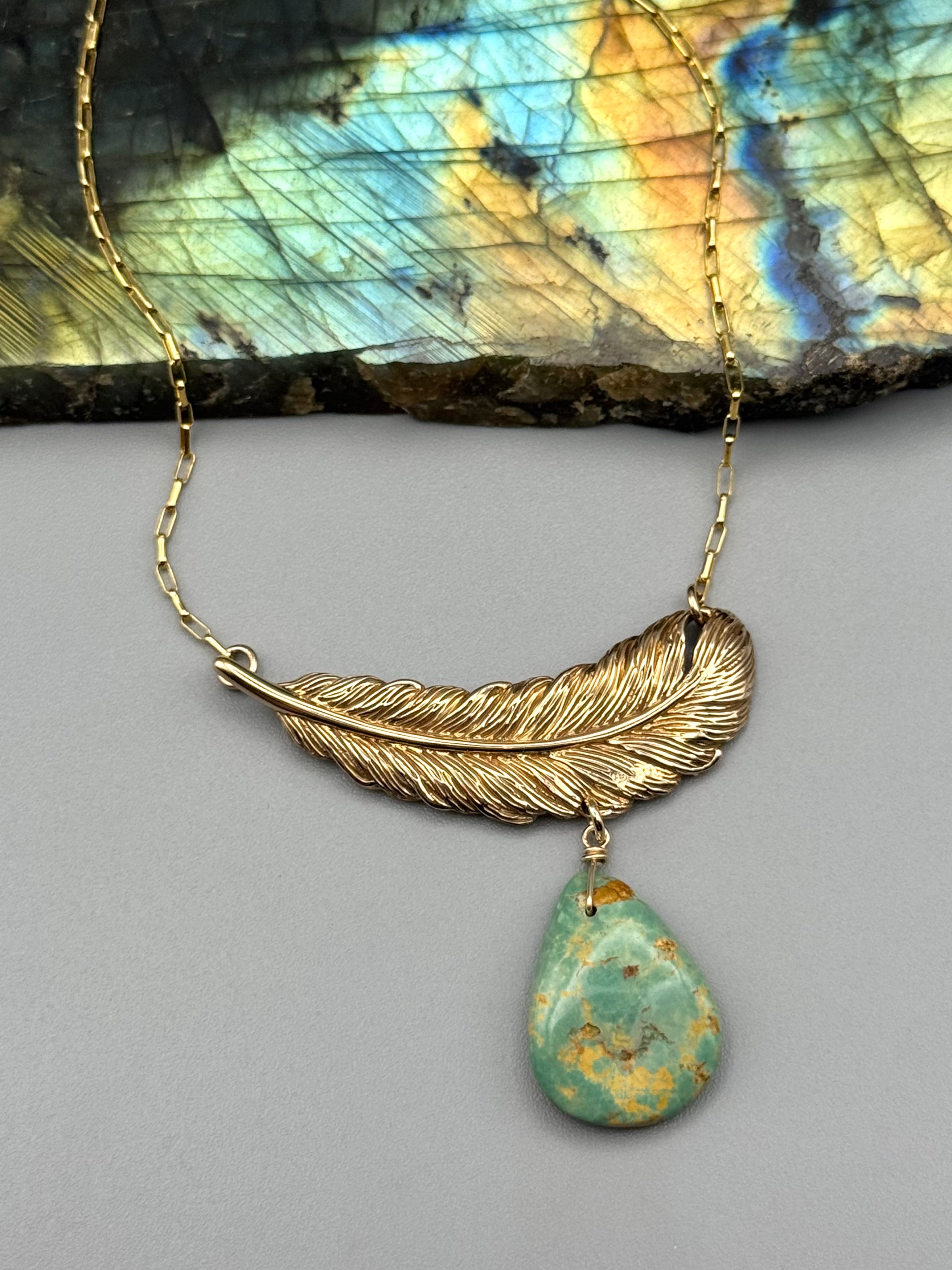 •FLIGHT• turquoise + gold necklace (16"-18" long)