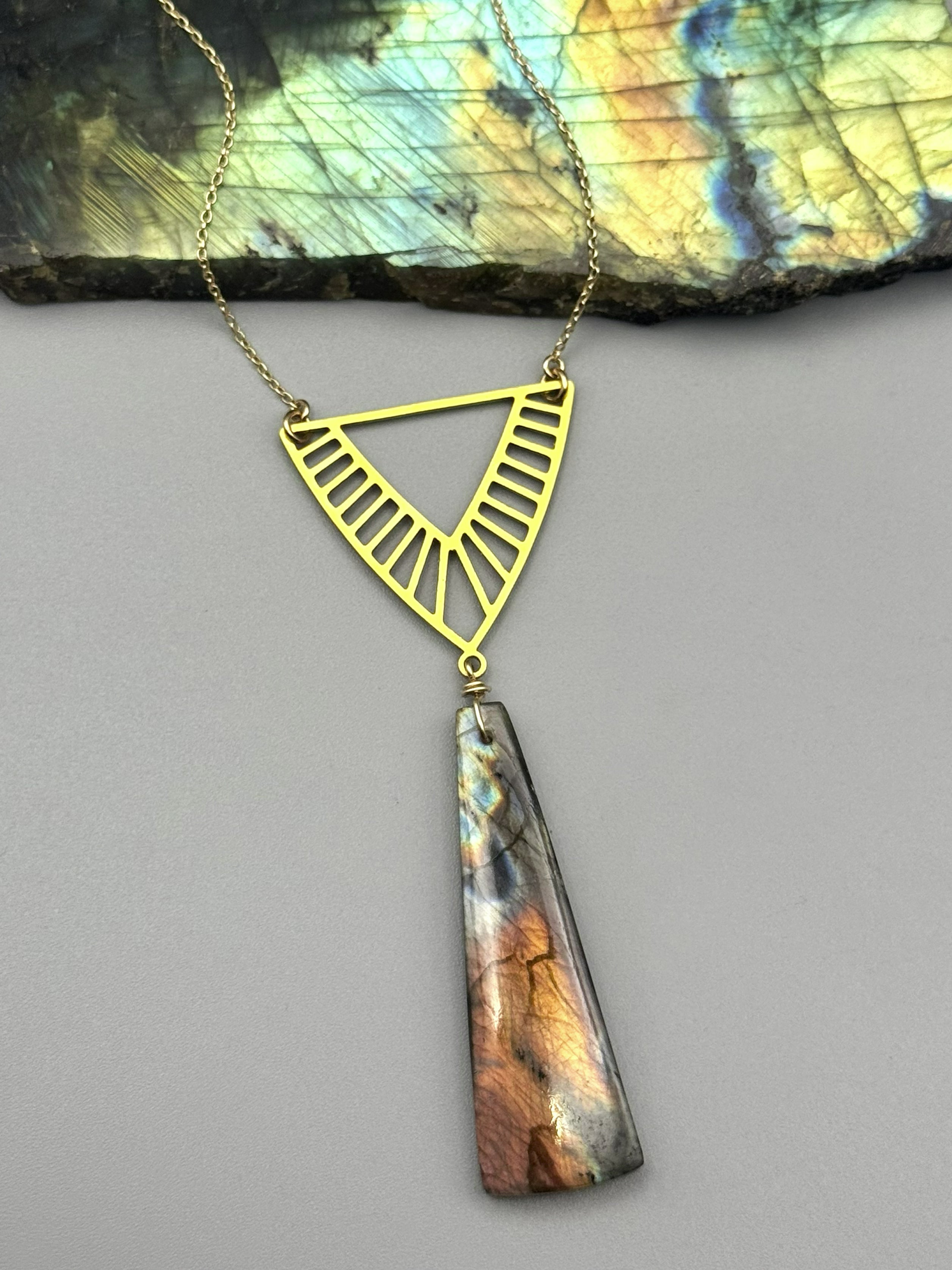 •INVOKE• golden labradorite + gold necklace (16"-18" long)