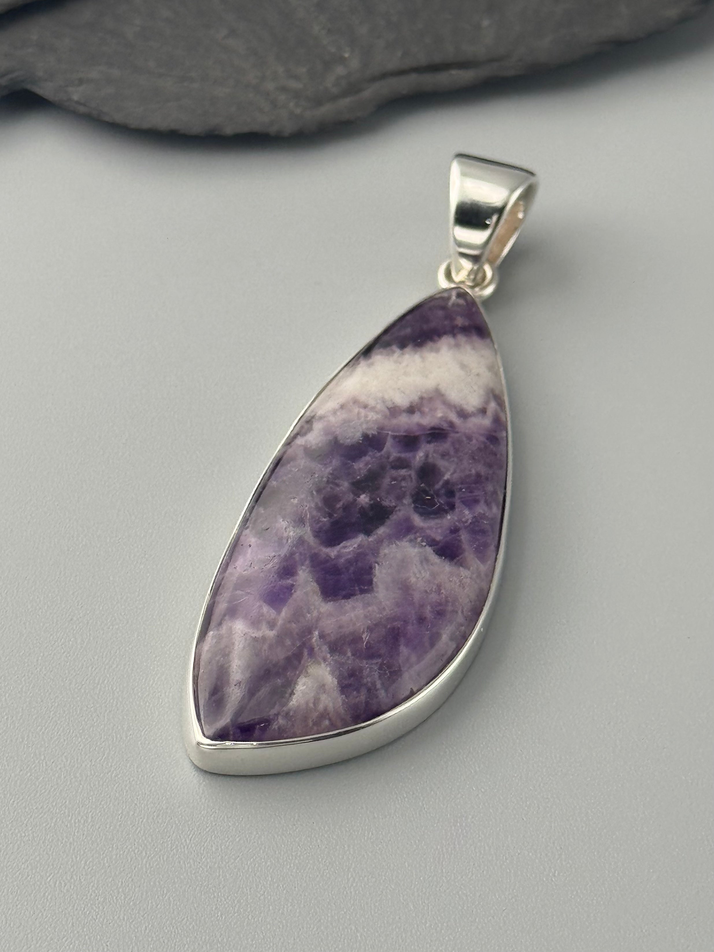 •CHEVRON AMETHYST - FREEFORM• sterling silver pendant