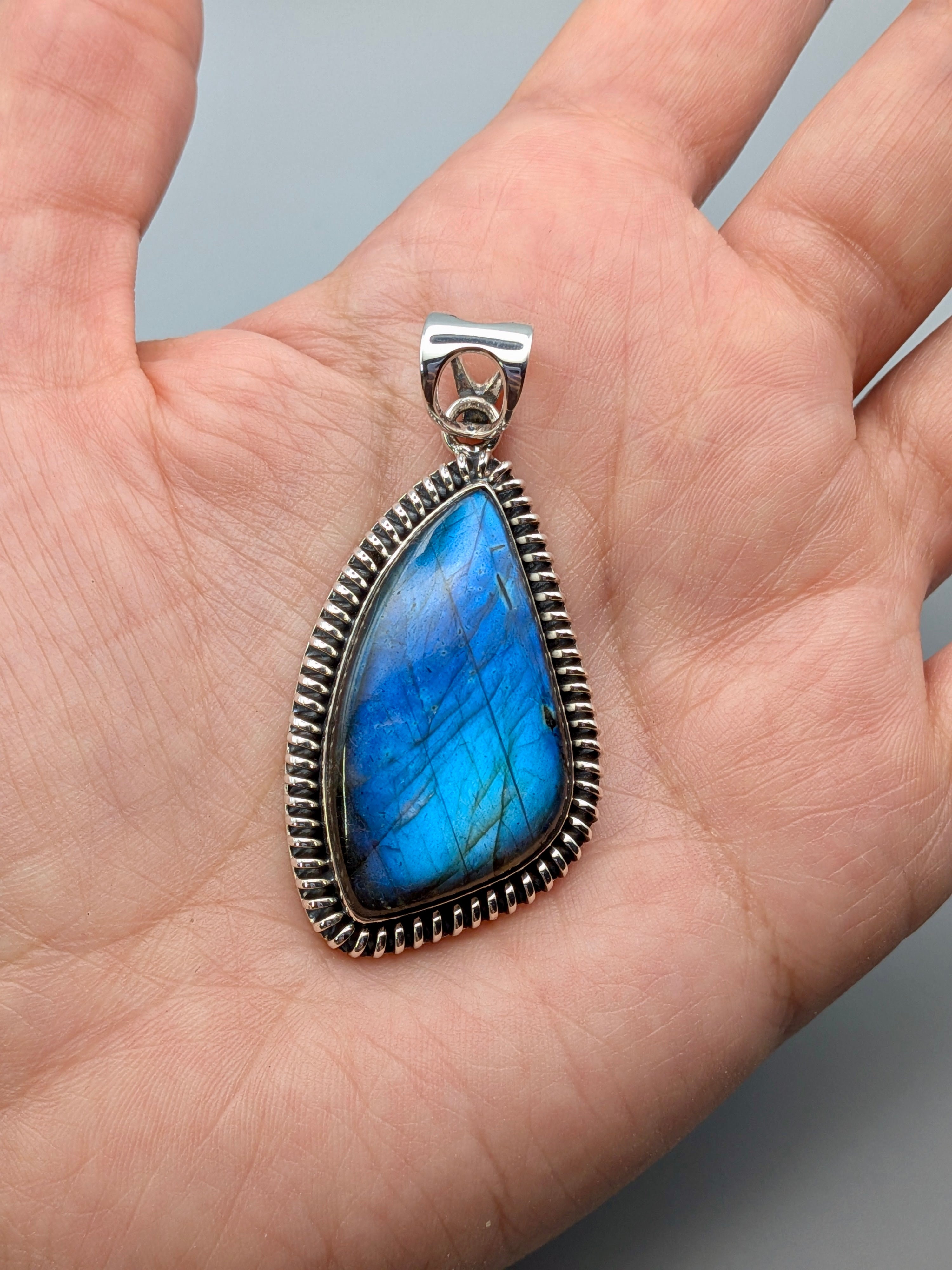 •LABRADORITE FREEFORM - COILED• sterling silver pendant