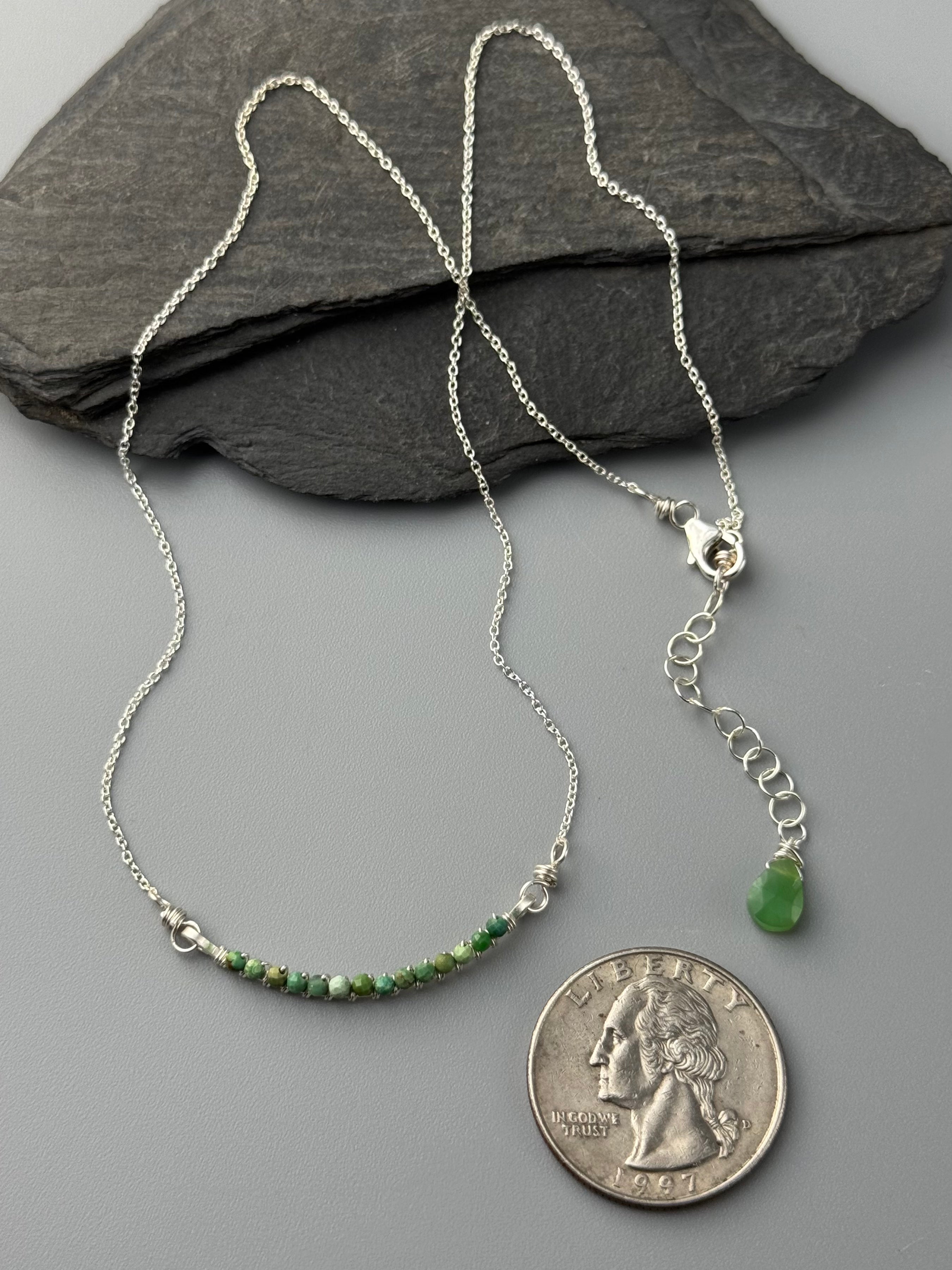 •SMILE• turquoise + silver necklace (16" long)