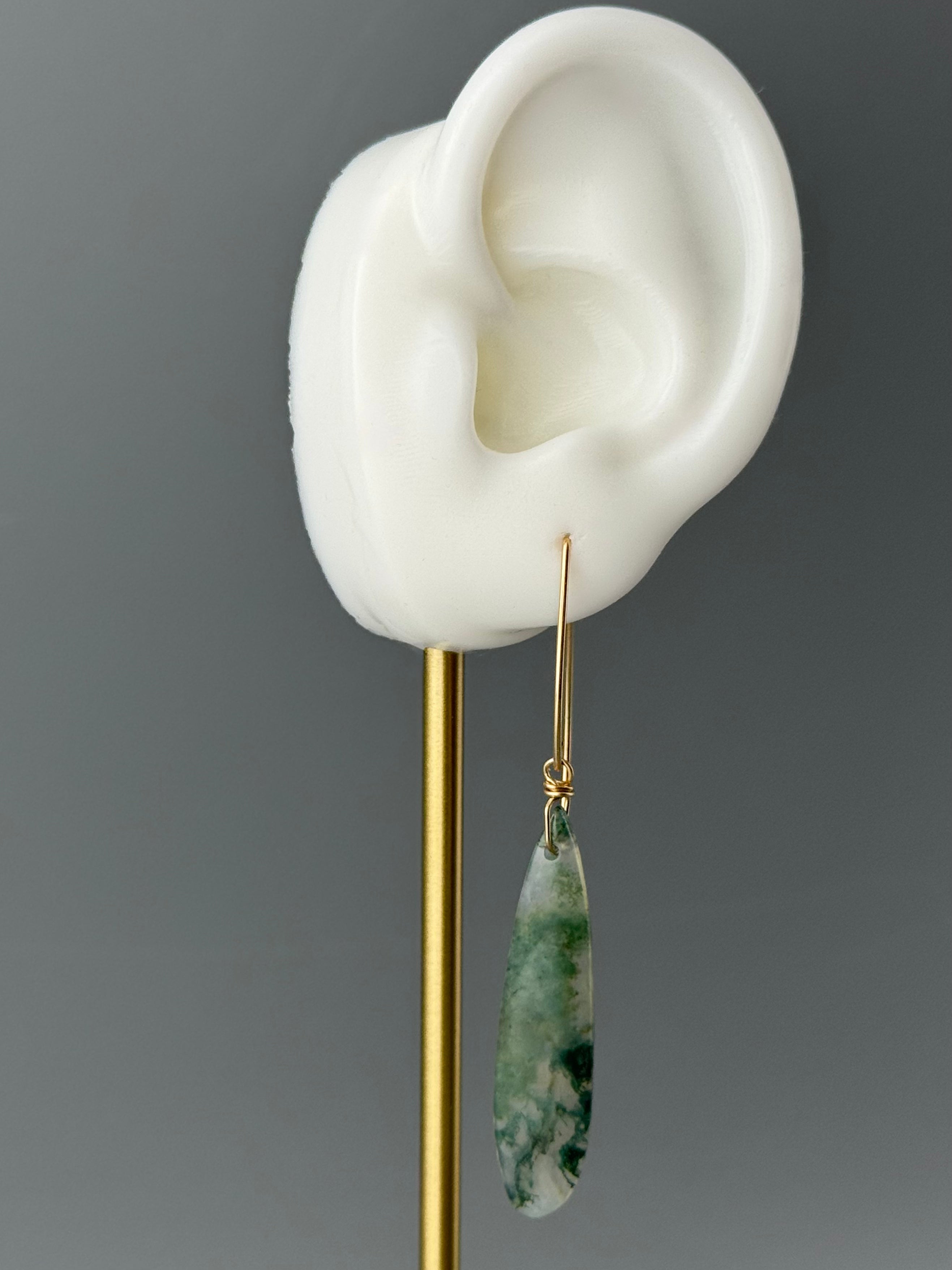 •STRAY• moss agate + gold earrings