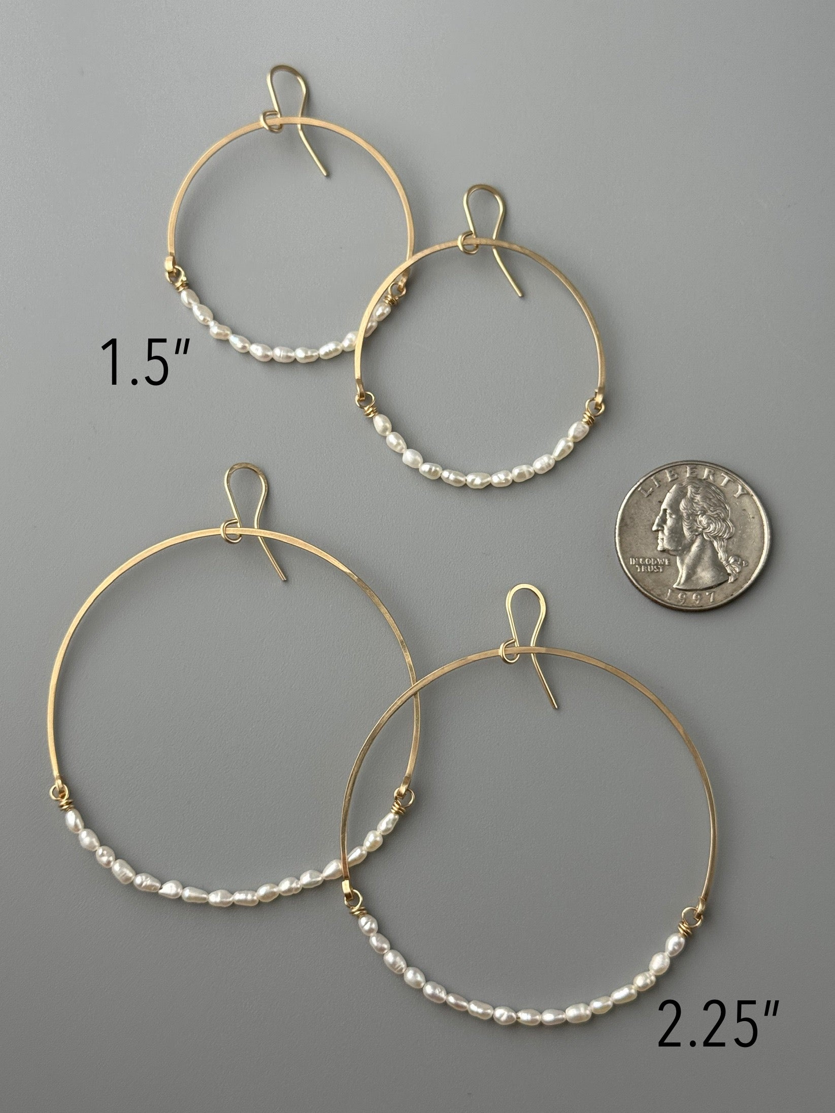 •HOOP DANGLE• pearl + gold earrings