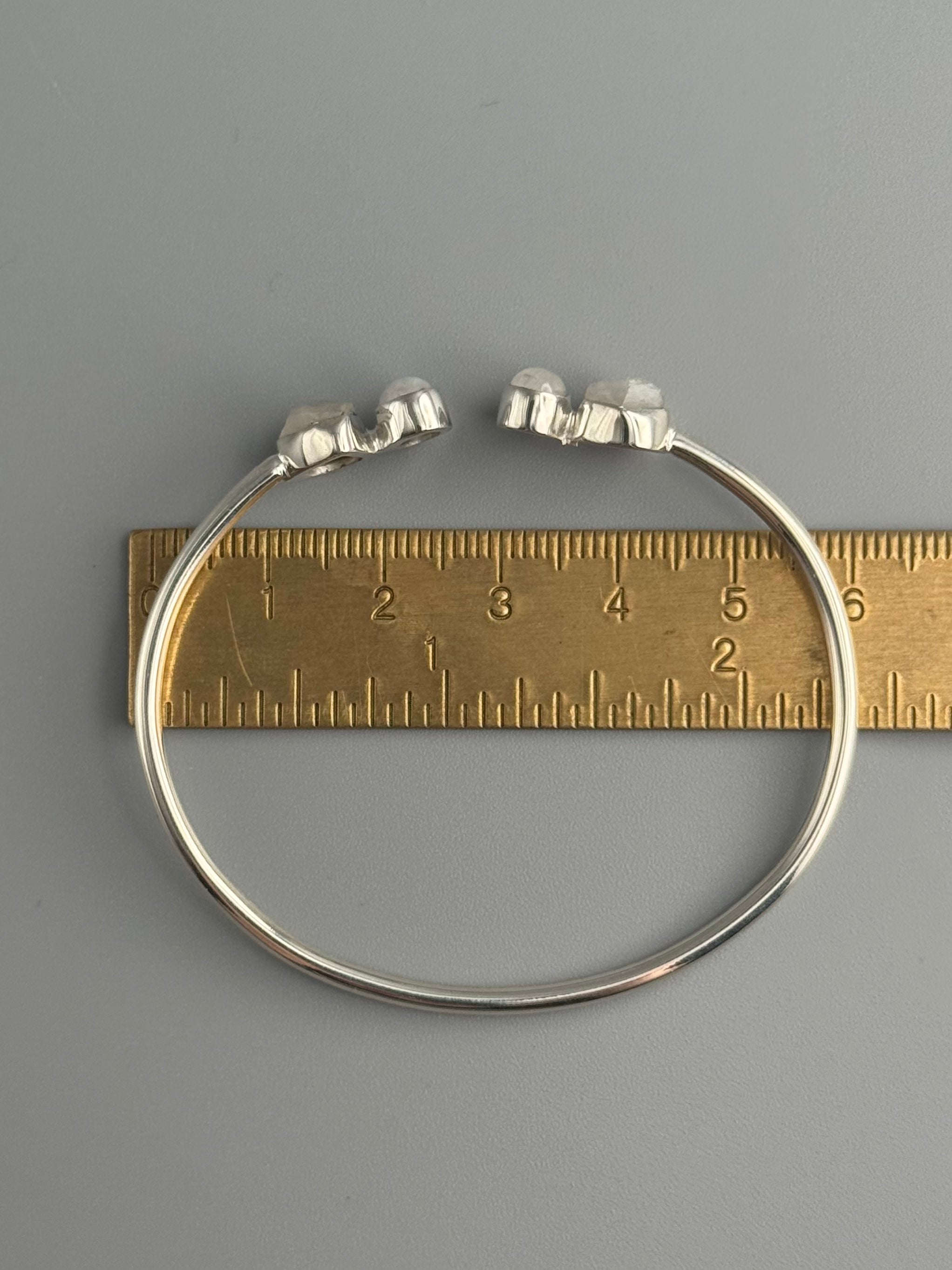 •DUALITY• rainbow moonstone + silver twist-on cuff bracelet