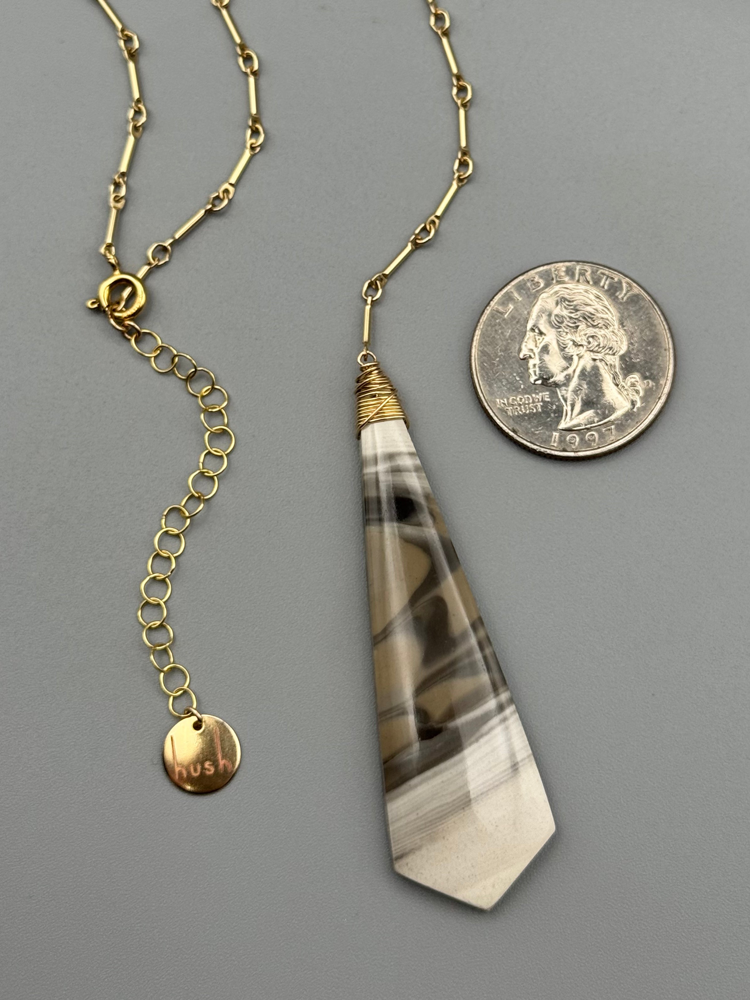 •STICKS + STONE• flint + gold necklace (18"-20" + 5" drop)