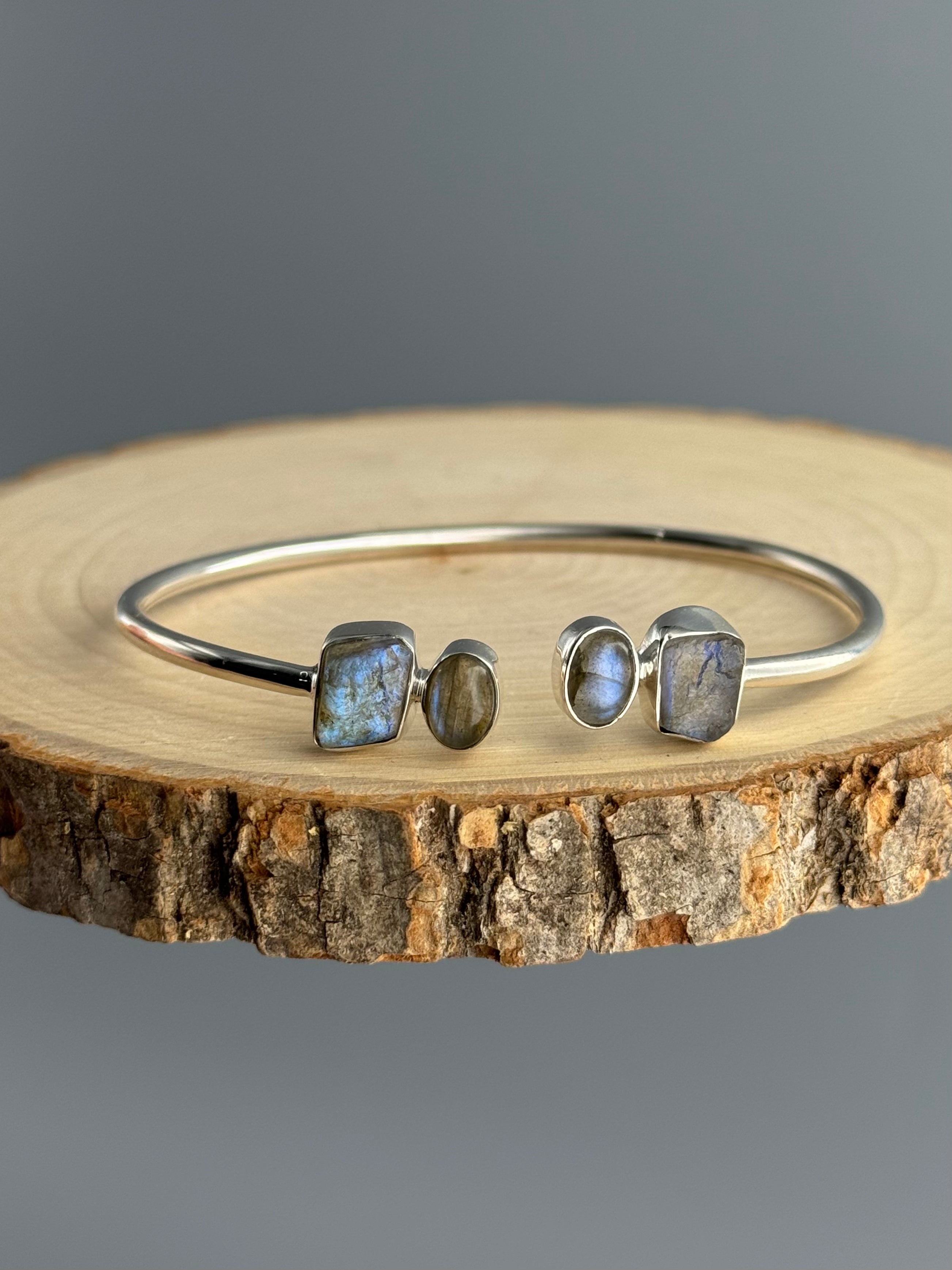 •DUALITY• labradorite + silver twist-on cuff bracelet