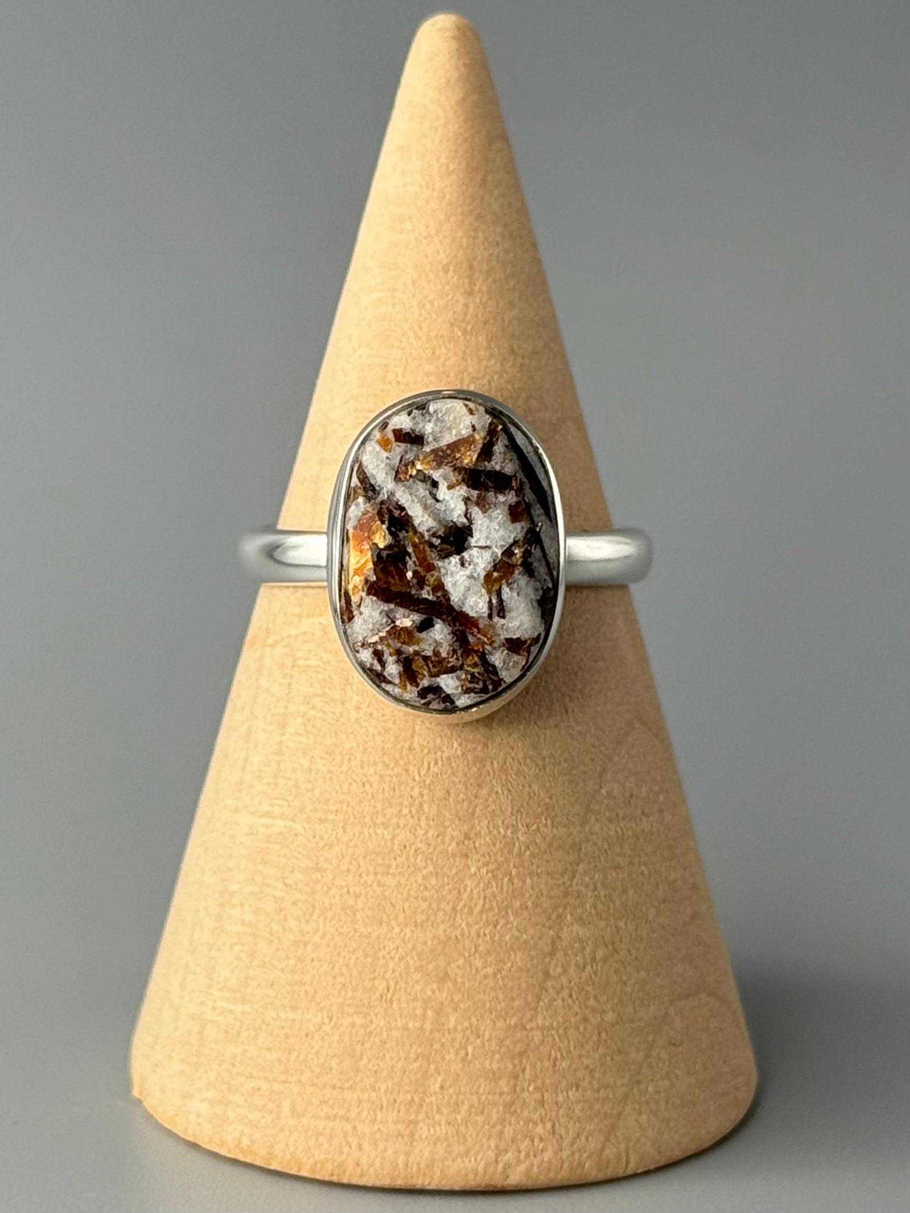 •ASTROPHYLLITE - OVAL• simple bezel silver ring (size 7)