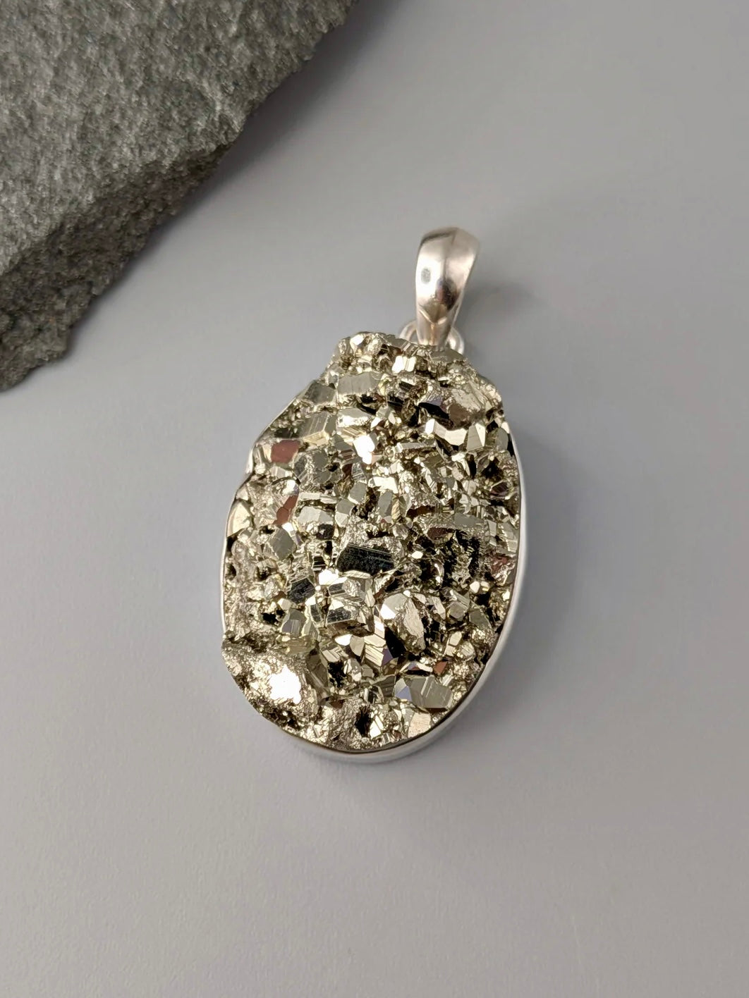 •PYRITE OVAL• sterling silver pendant