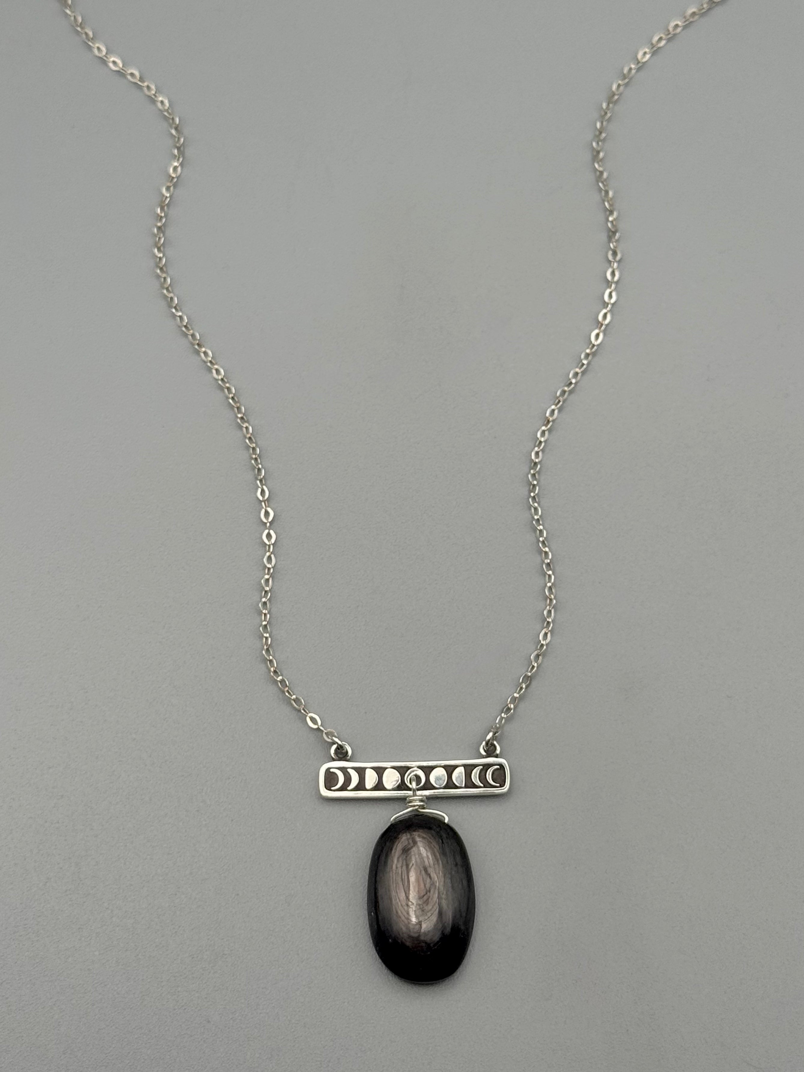 •NYX• hypersthene + silver necklace (17"-19" long)