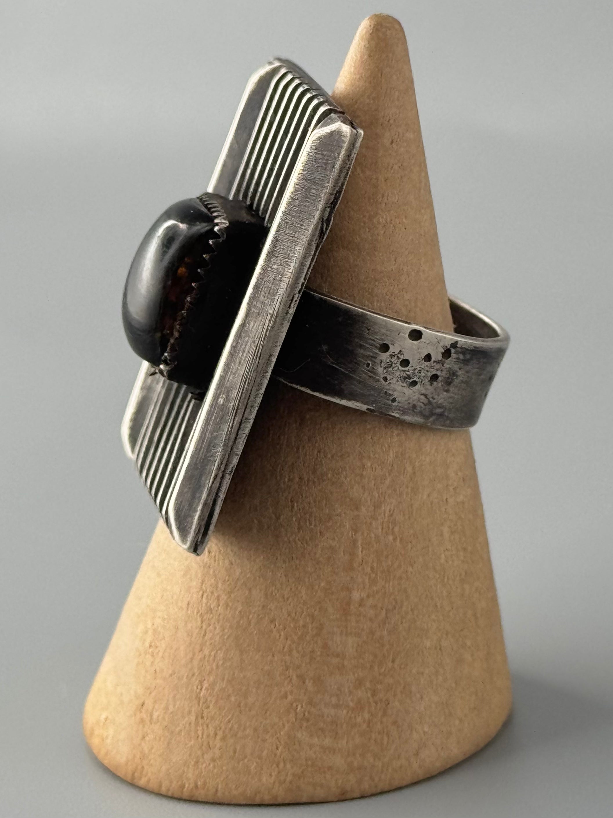 •TALISMAN• amber + silver ring (size 7.75)
