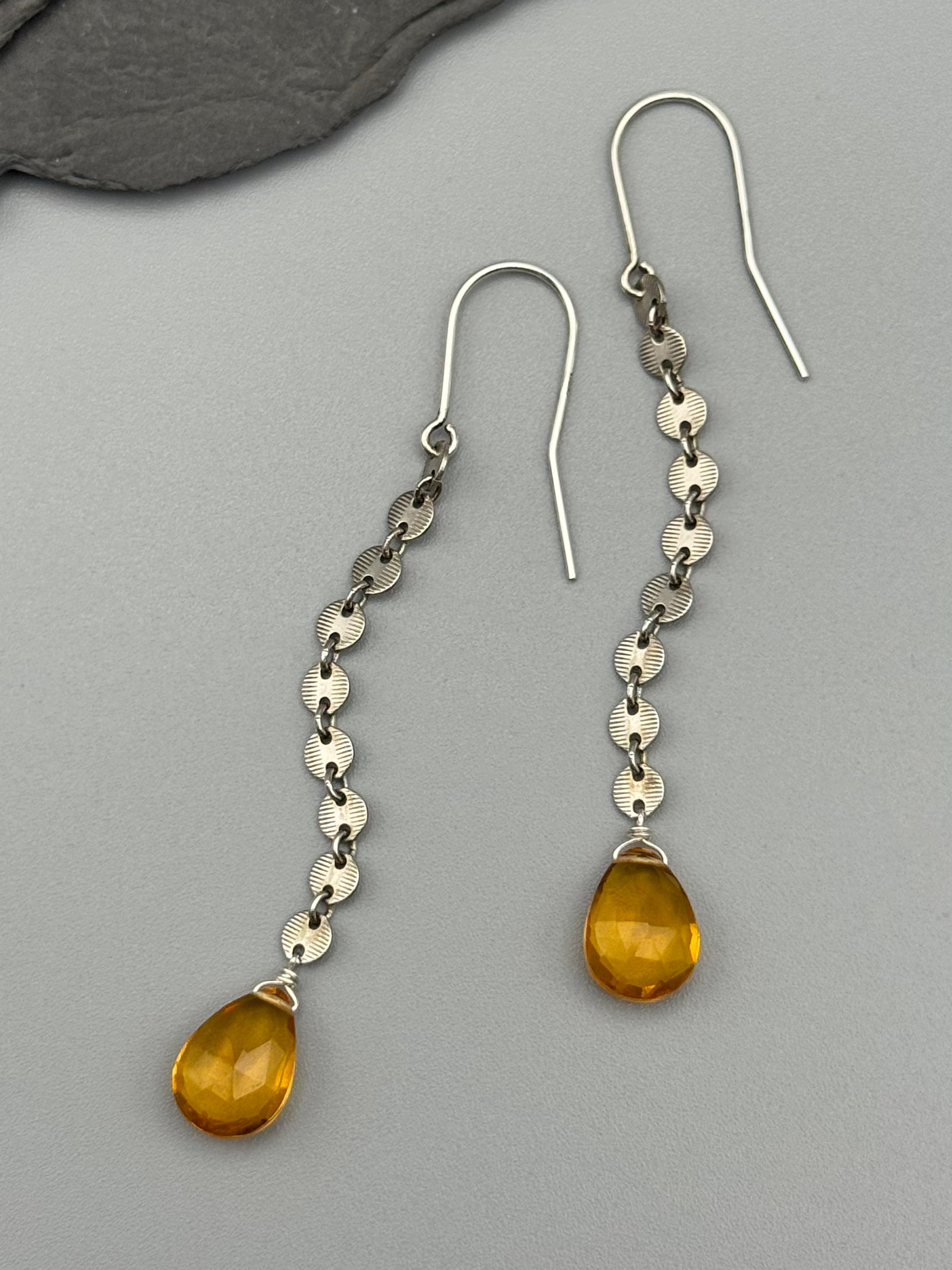 •MANY MOONS• citrine + silver earrings