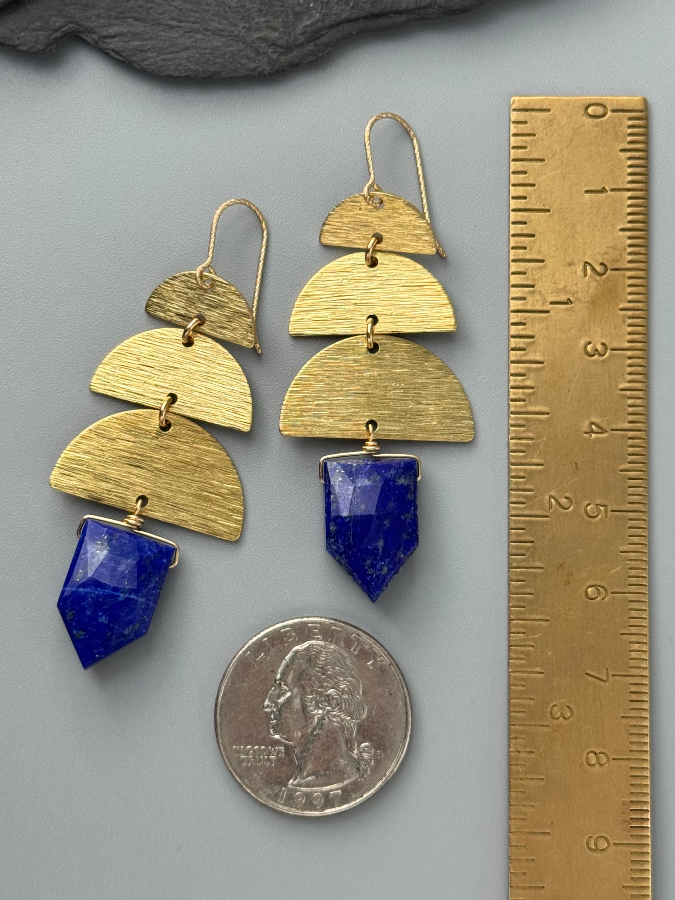 •MOON STACK• lapis lazuli + gold earrings