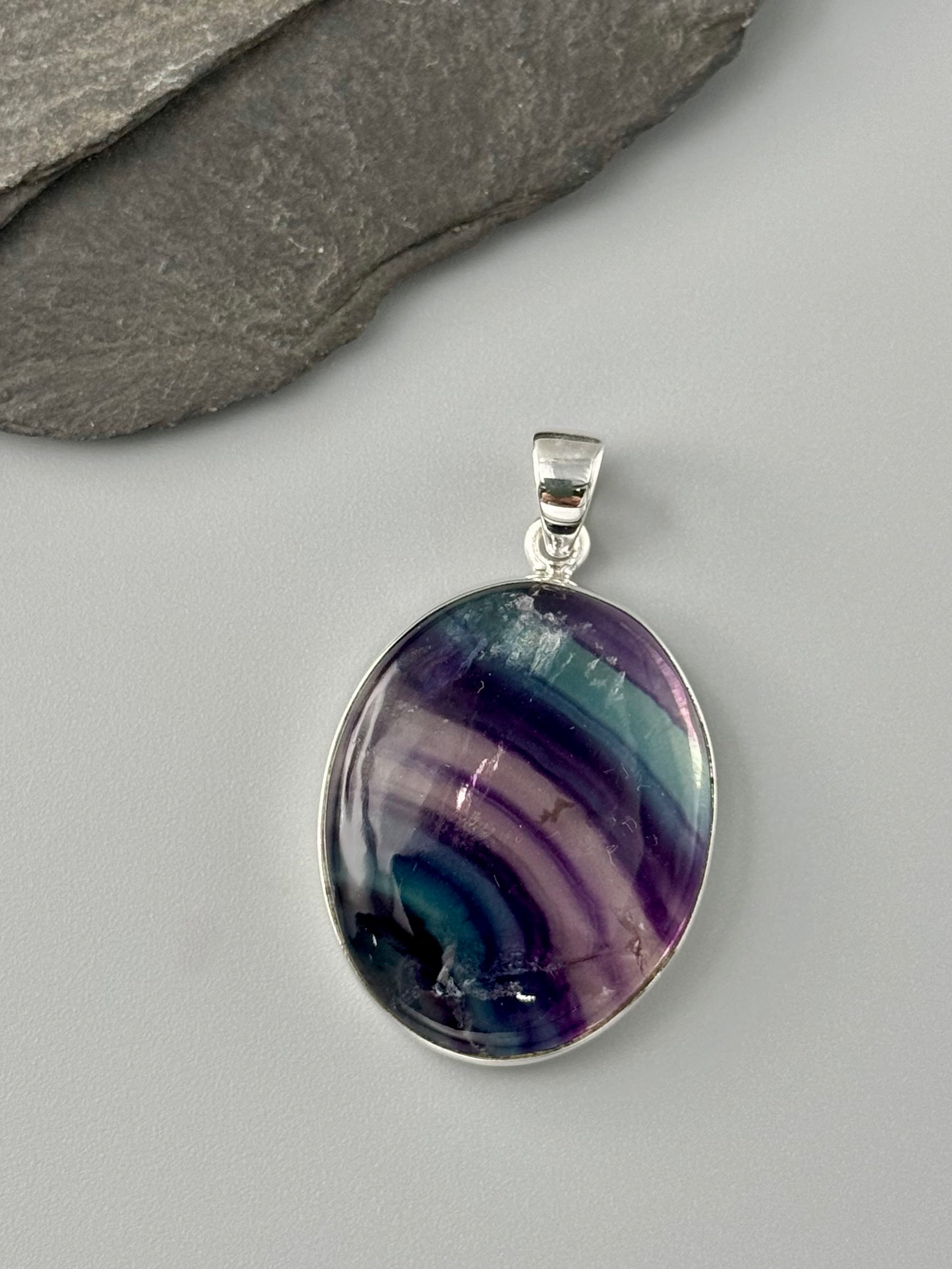 •FLUORITE OVAL - 2• sterling silver pendant