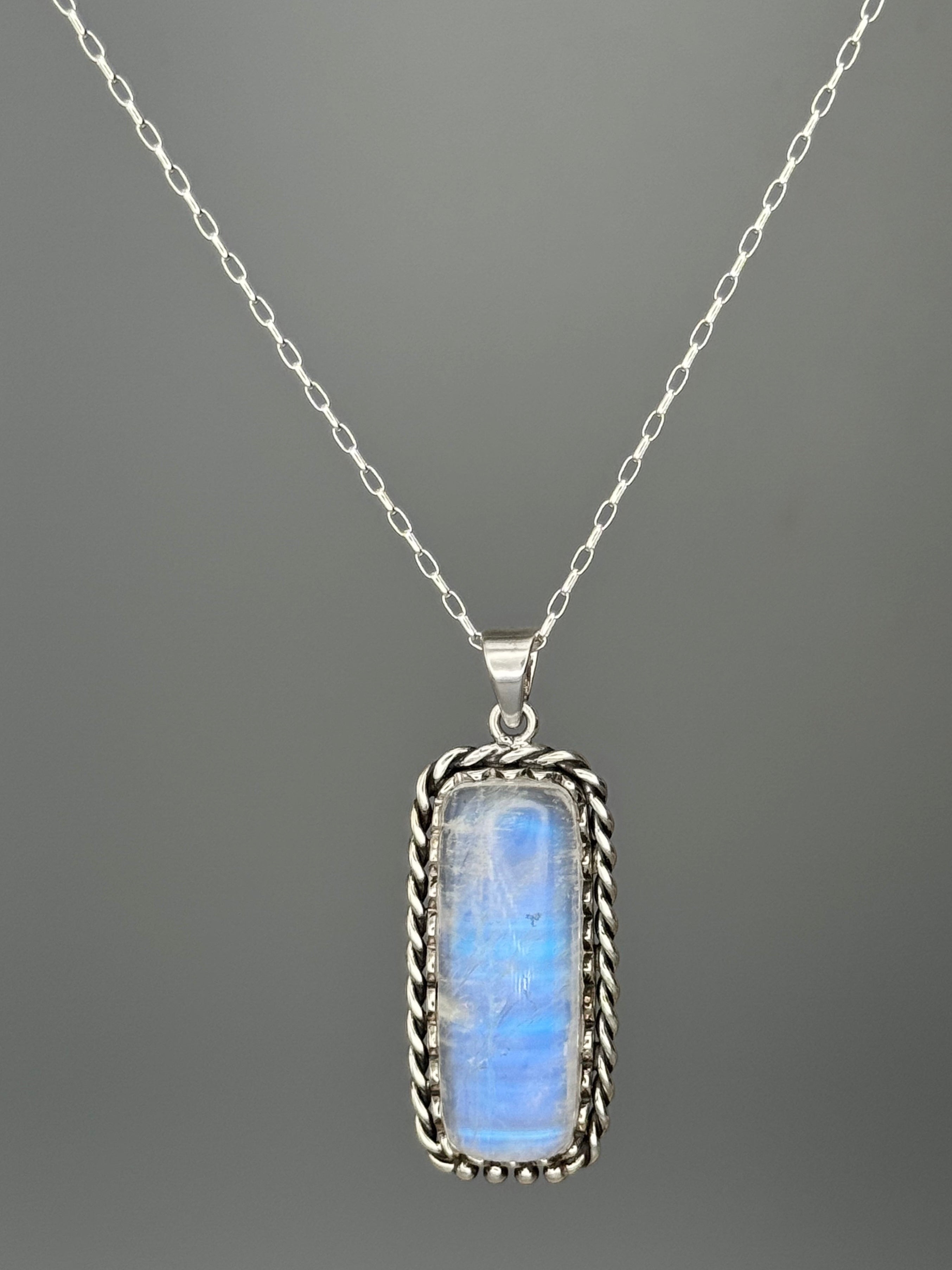 •RAINBOW MOONSTONE - TWIST• sterling silver pendant