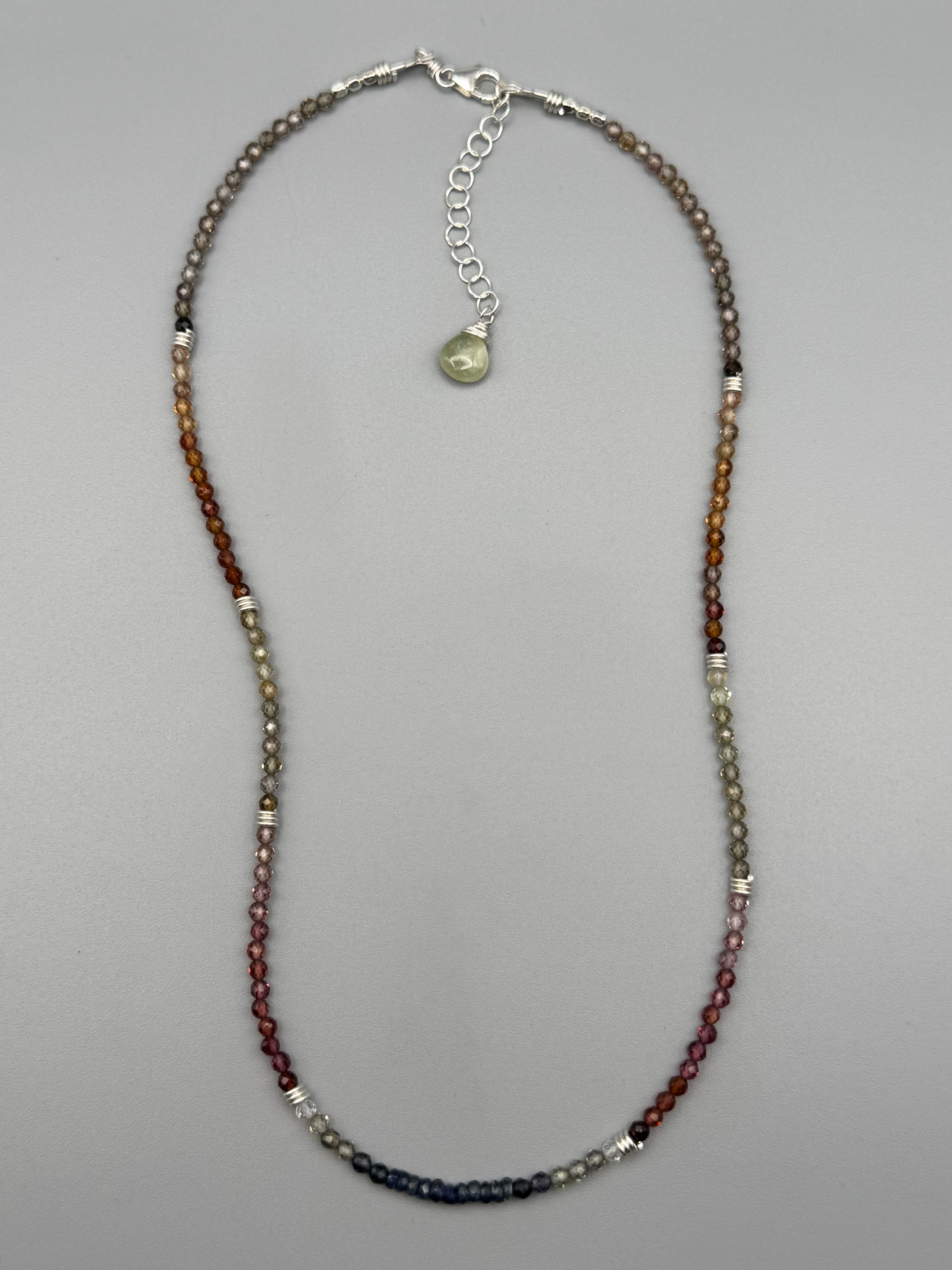 •LIL' COILS• tunduru sapphire + silver beaded necklace (" long)
