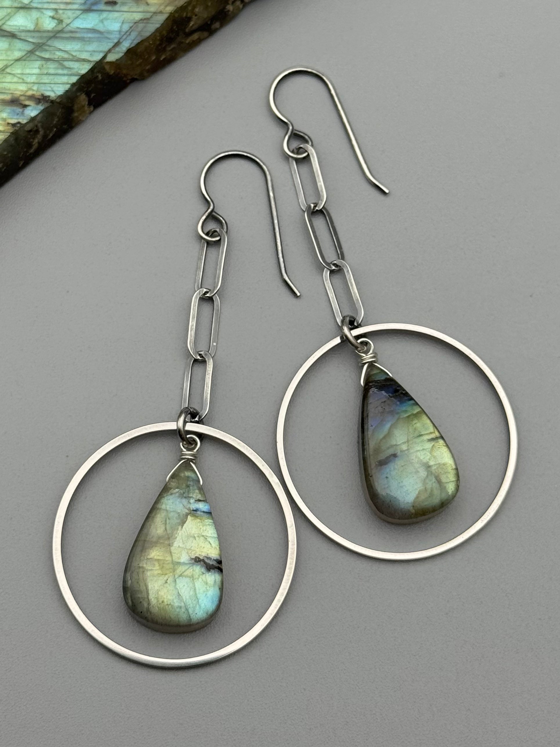 •LUNA SWING• labradorite + silver earrings