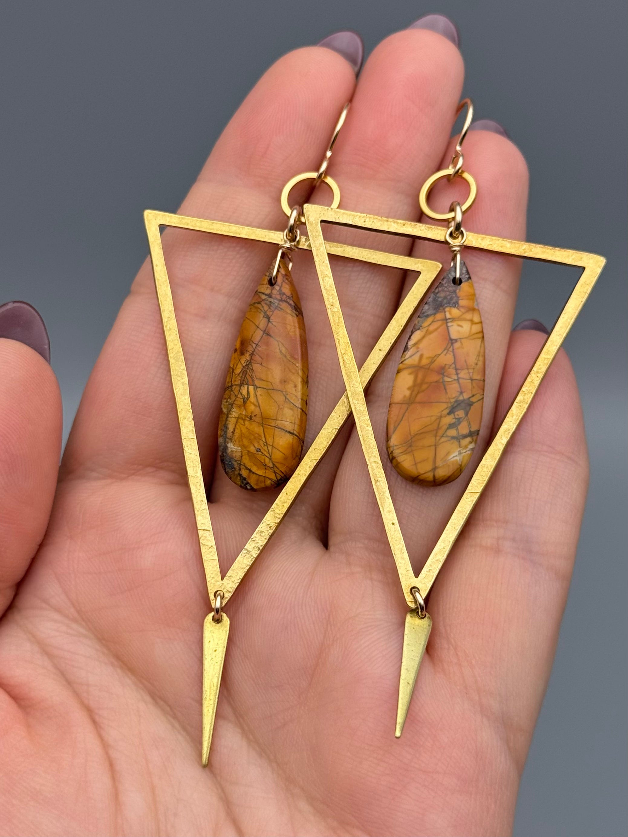 •YIELDING• red creek jasper + gold earrings
