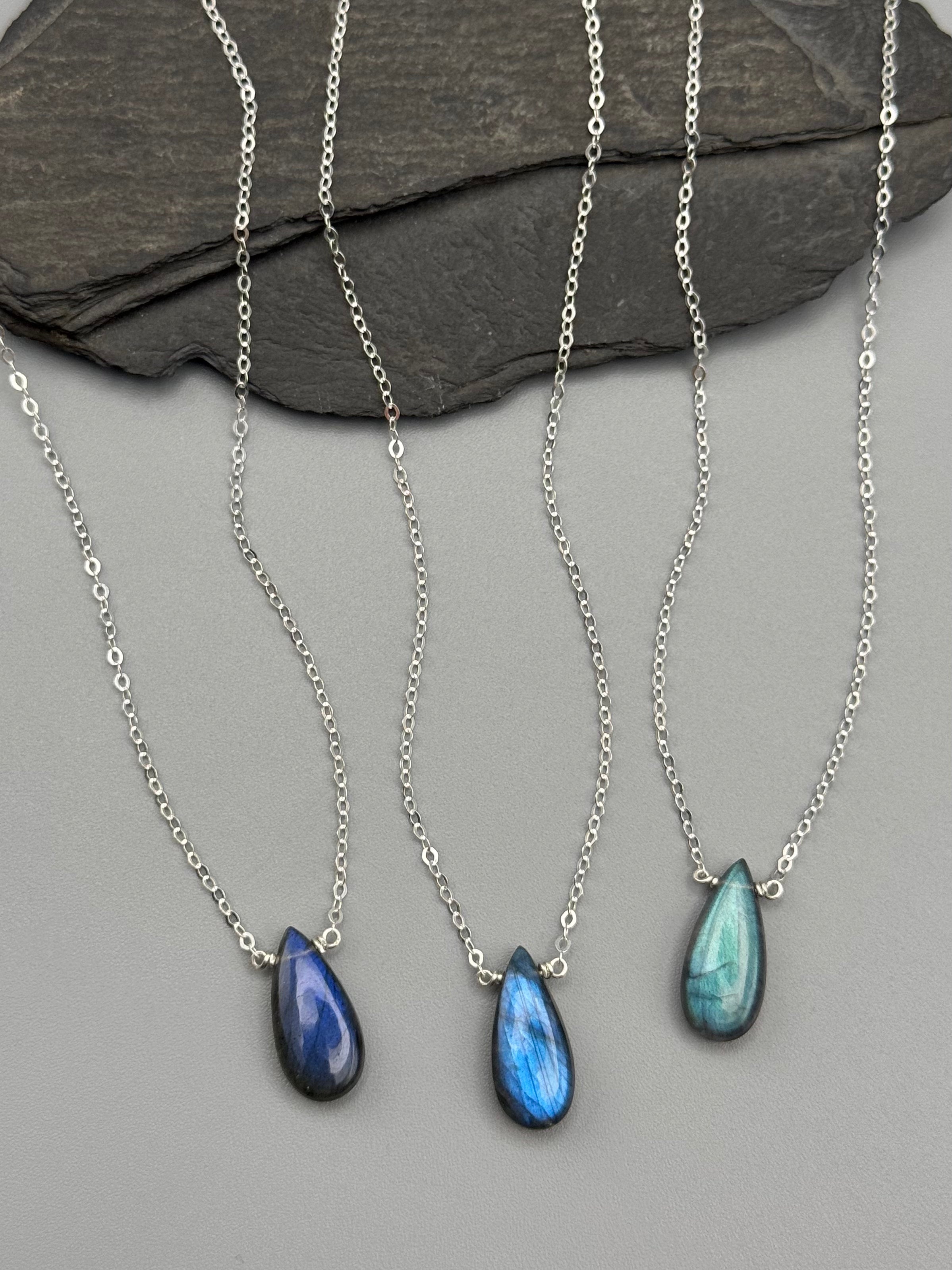 •STRAY• labradorite teardrop + silver necklace (various lengths)