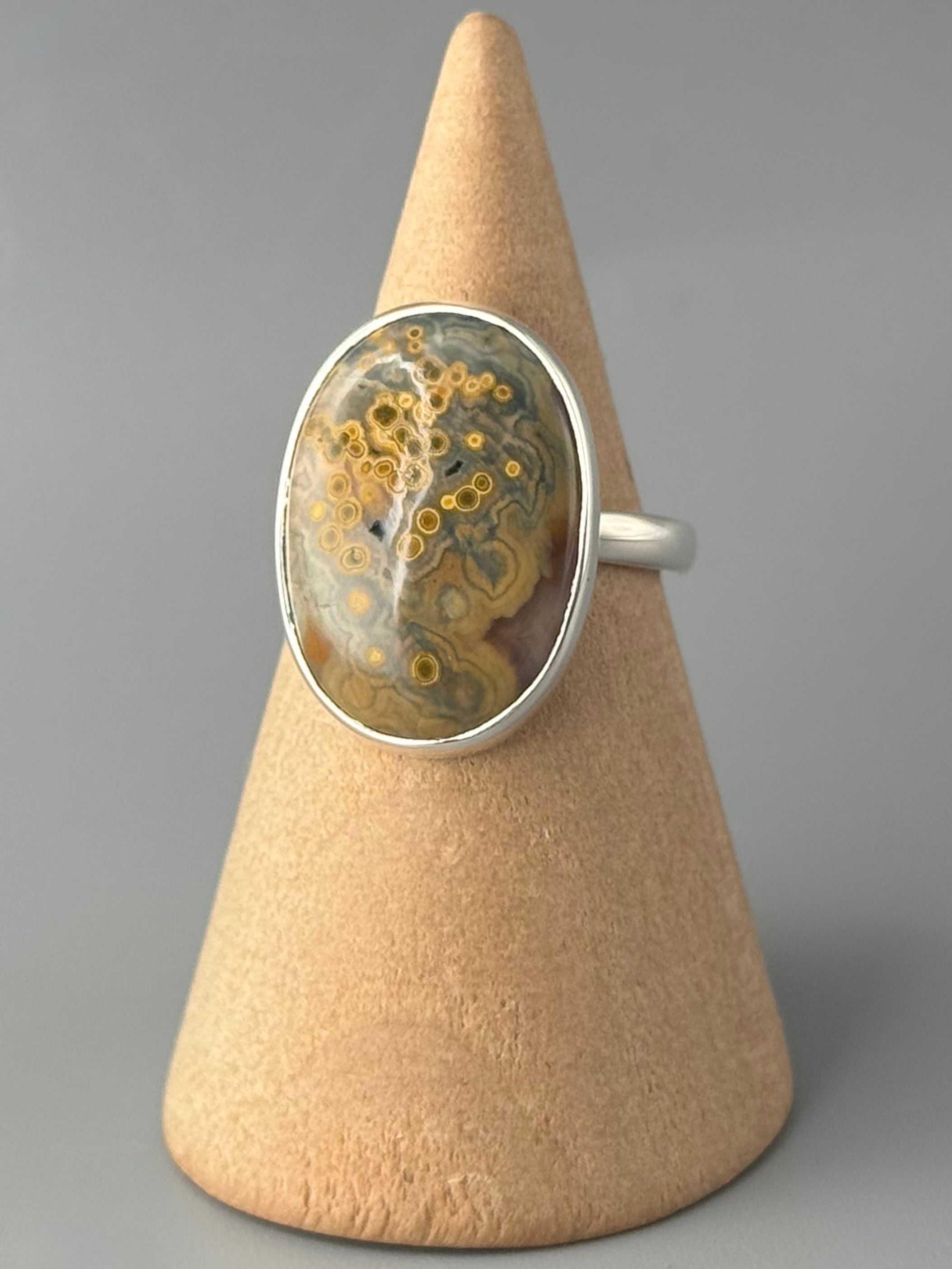 •OCEAN JASPER - LIL' OVAL• sterling silver ring (size 7)