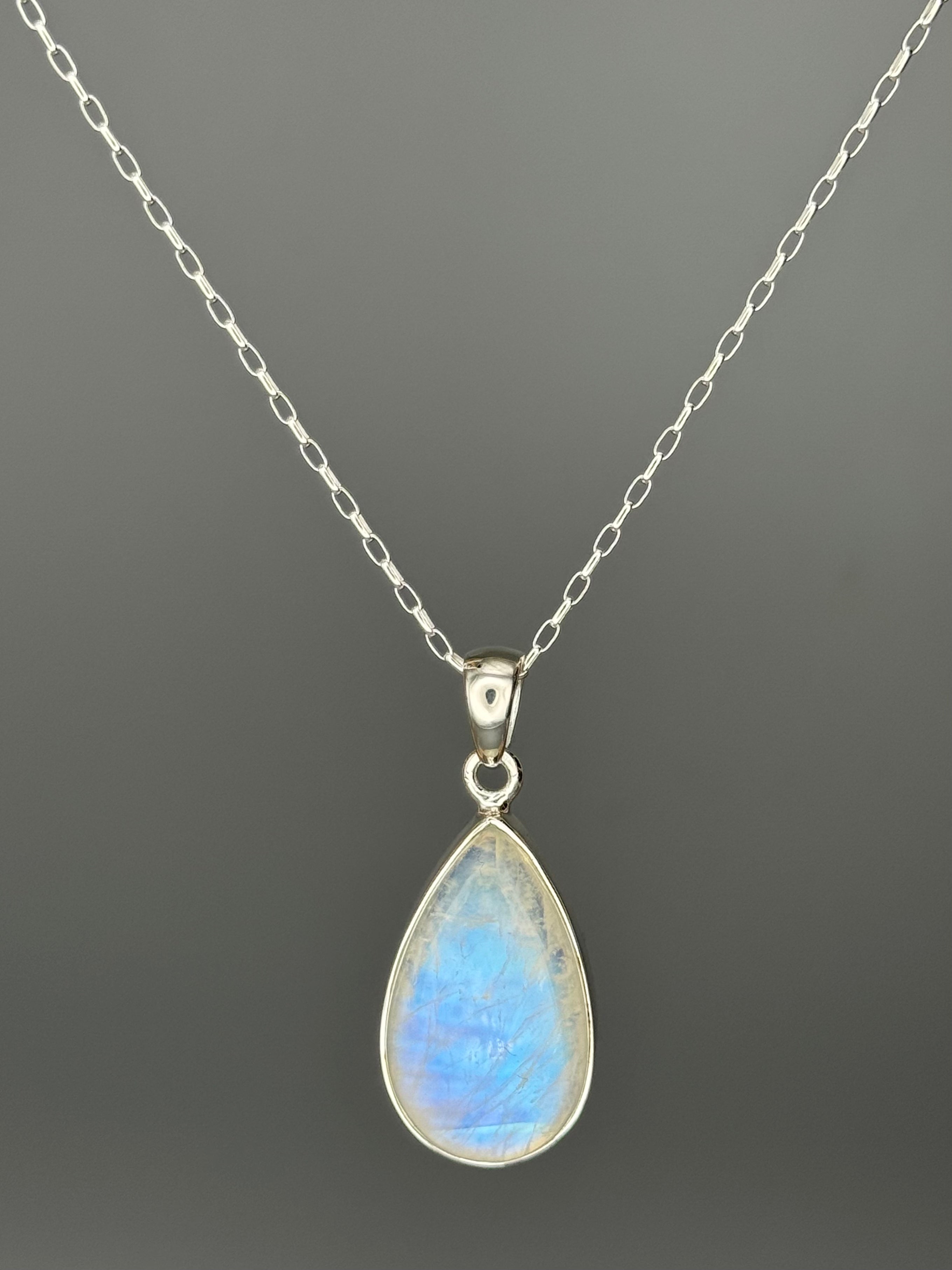 •RAINBOW MOONSTONE - SMALL TEARDROP• sterling silver pendant
