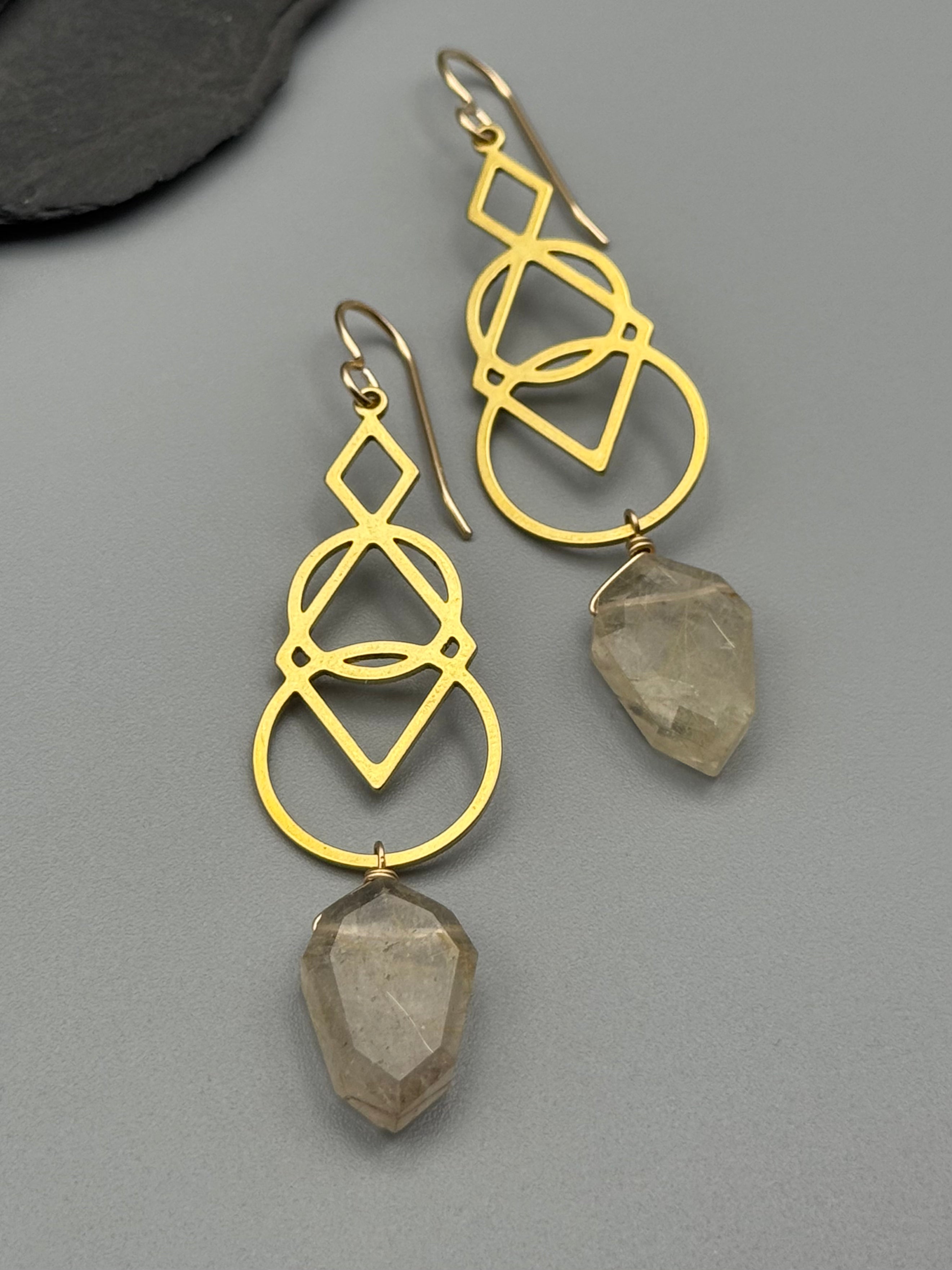 •SIGNS• rutilated quartz + gold earrings