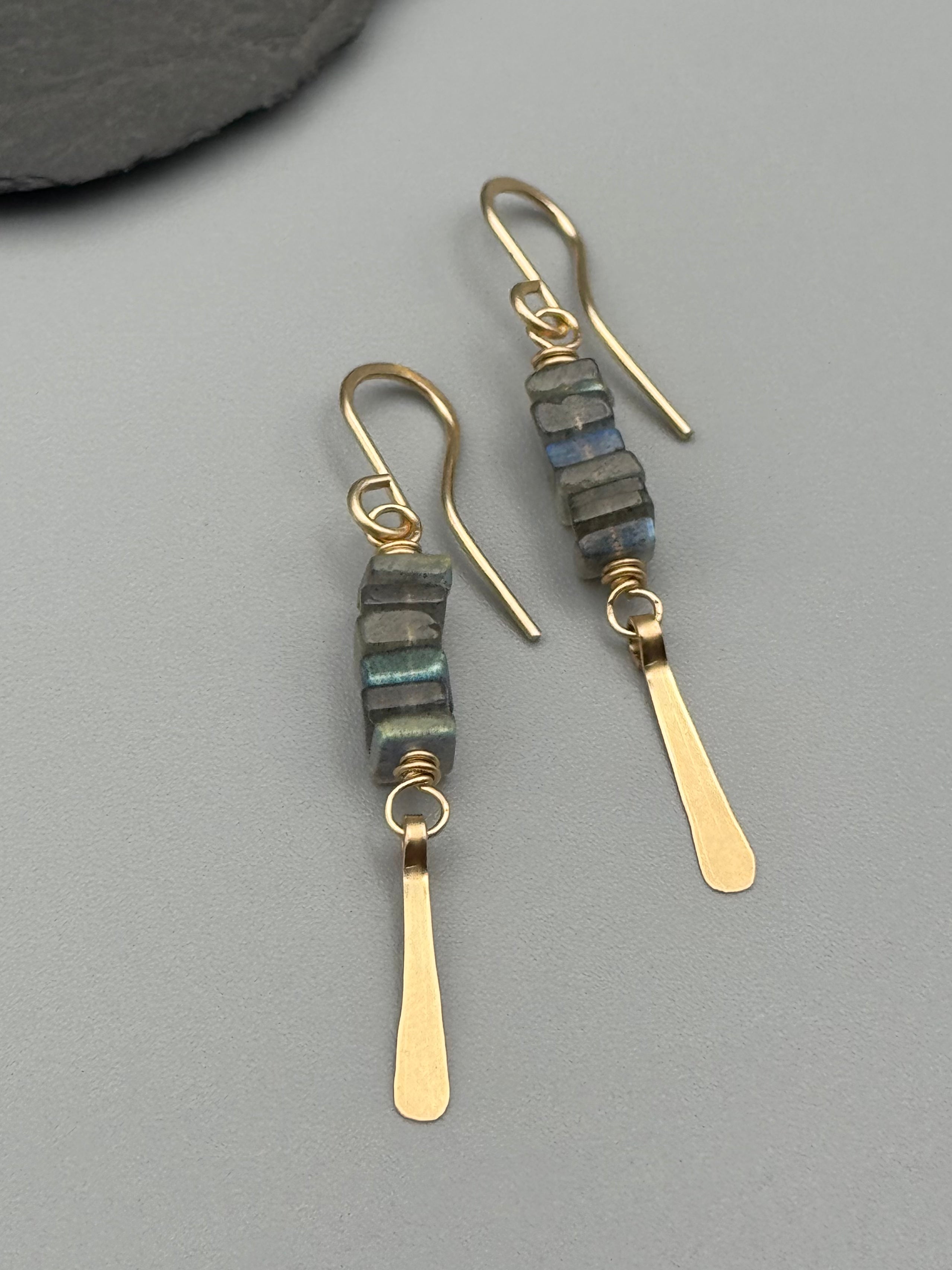 •STACK• labradorite + gold dangle earrings