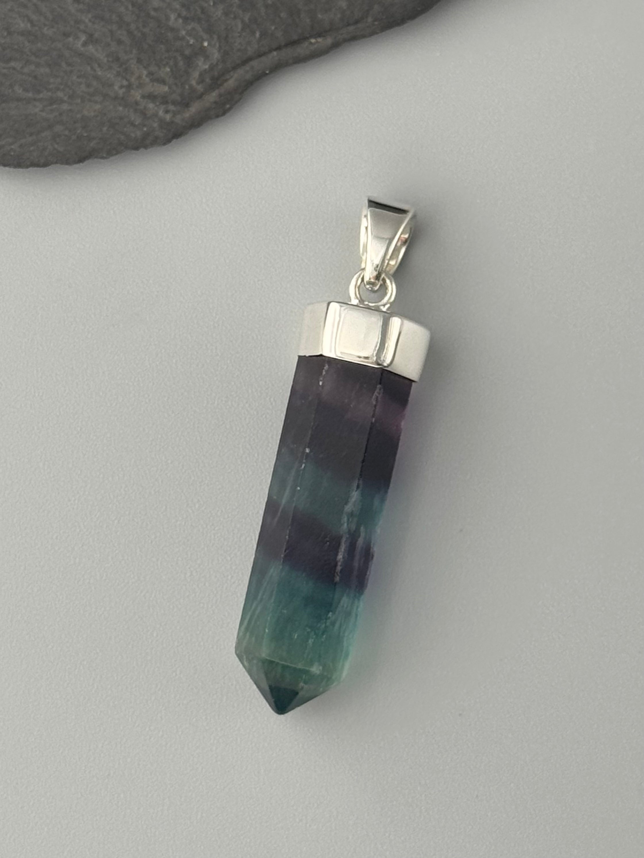 •FLUORITE POINT - 2• sterling silver pendant