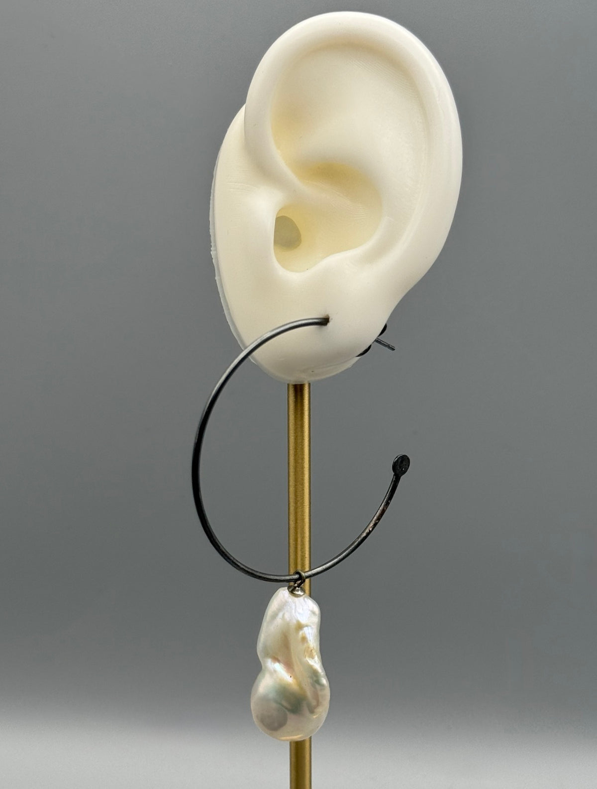 •ORBIT - LARGE• pearl + silver post earrings