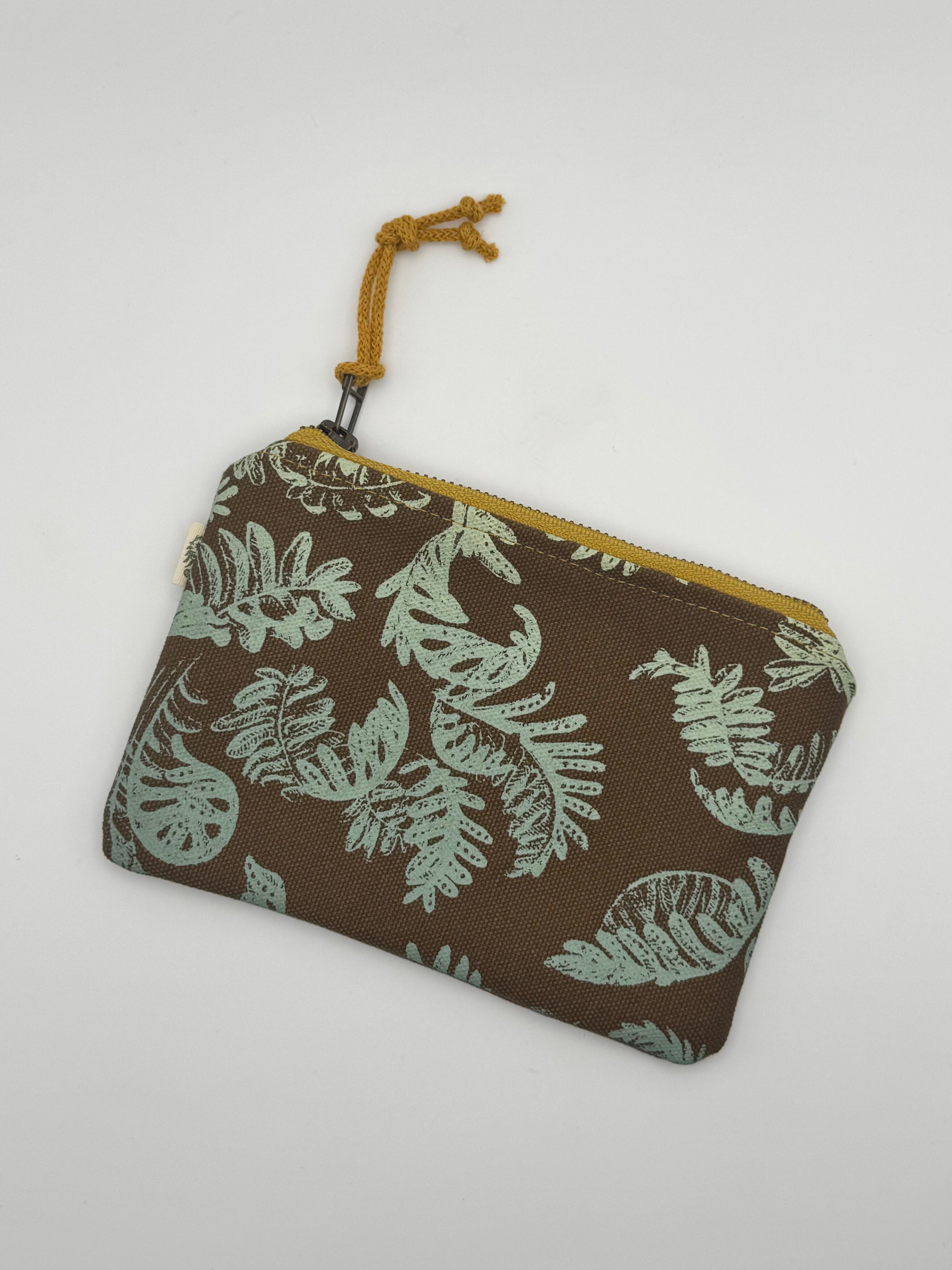 •MINI POUCH - FERNS• waxed canvas bag
