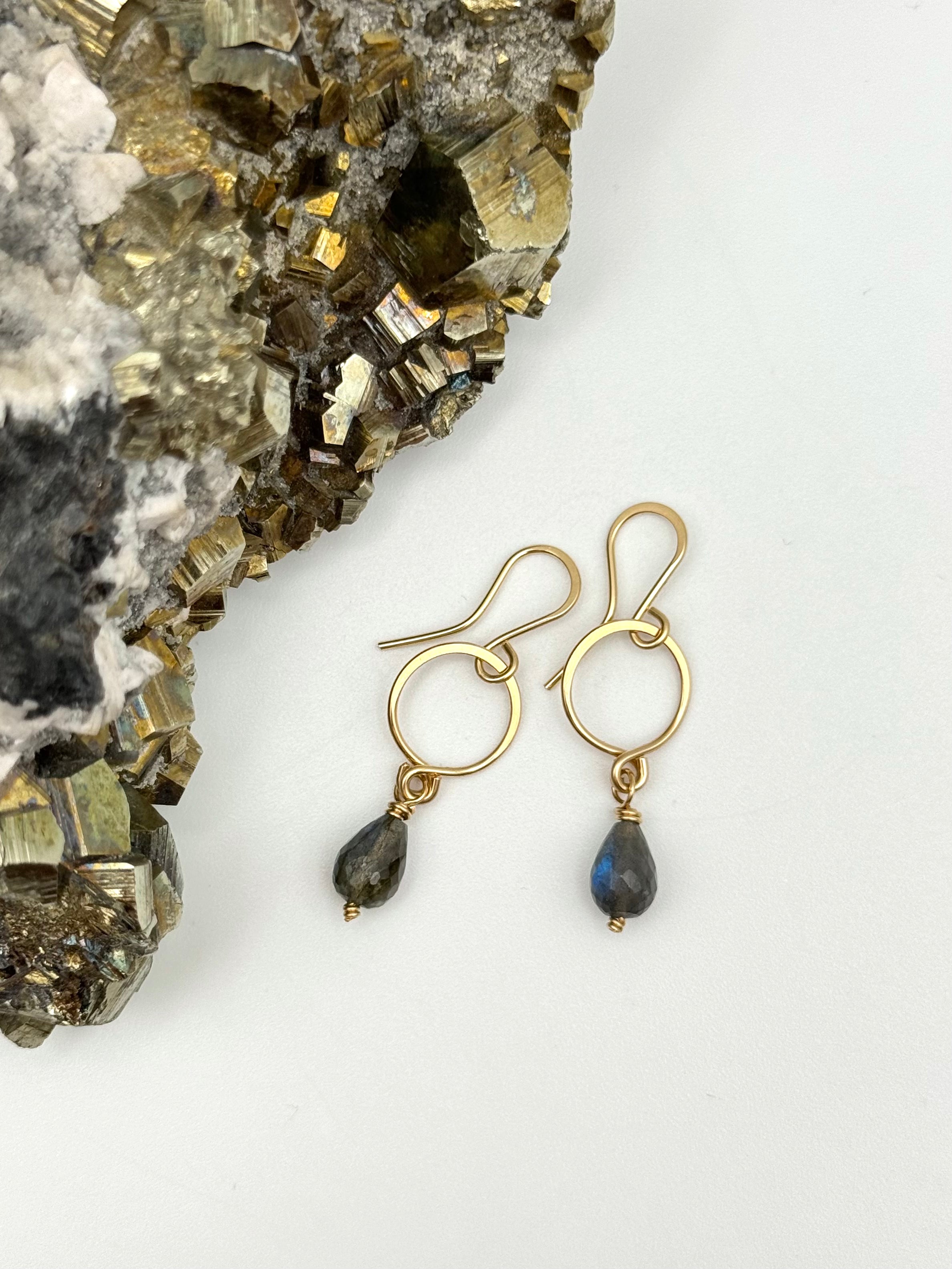 •DROPLET• labradorite + gold dangle earrings