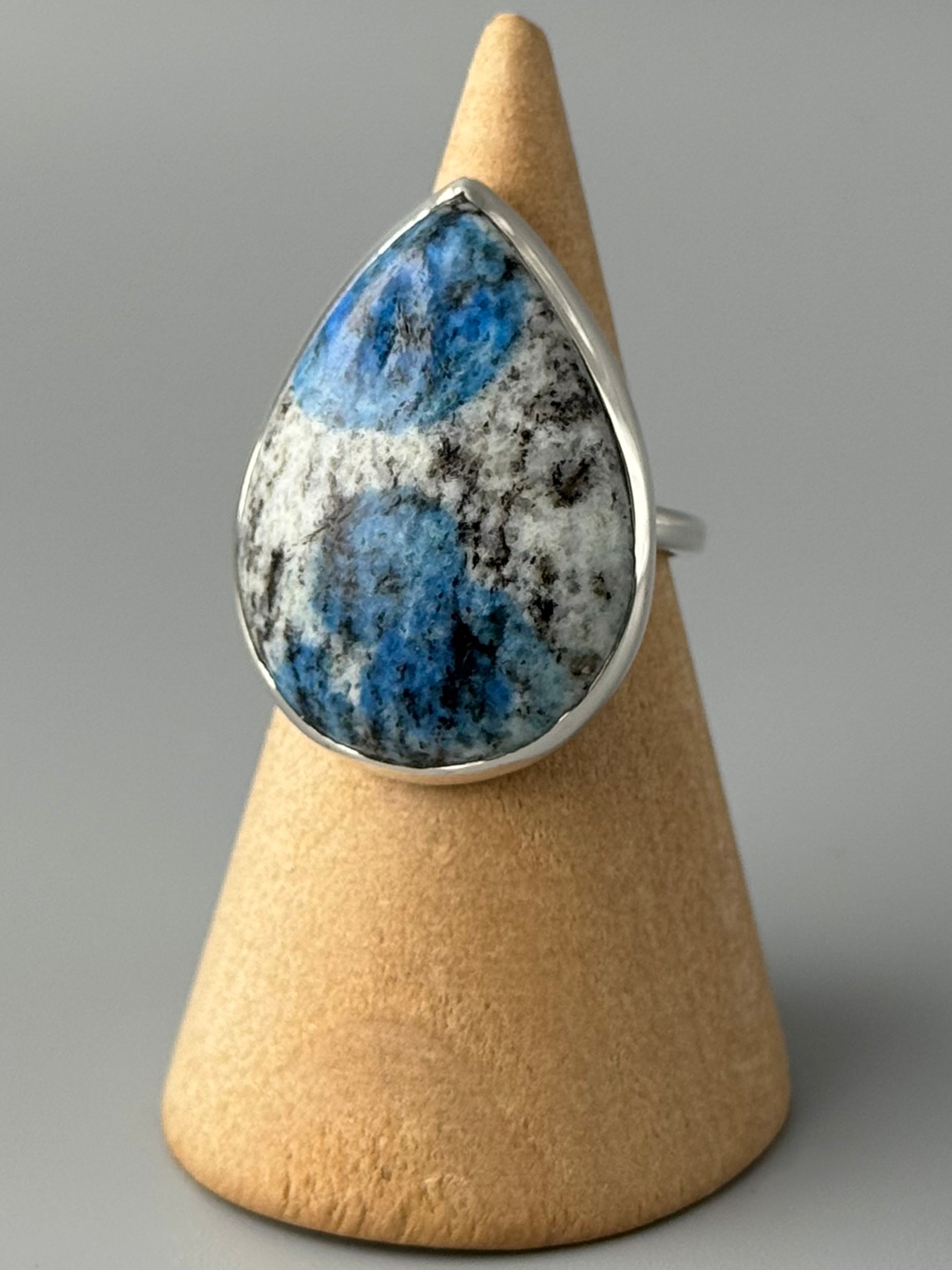 •AZURITE GRANITE - TEAR• simple band silver ring (size 6)